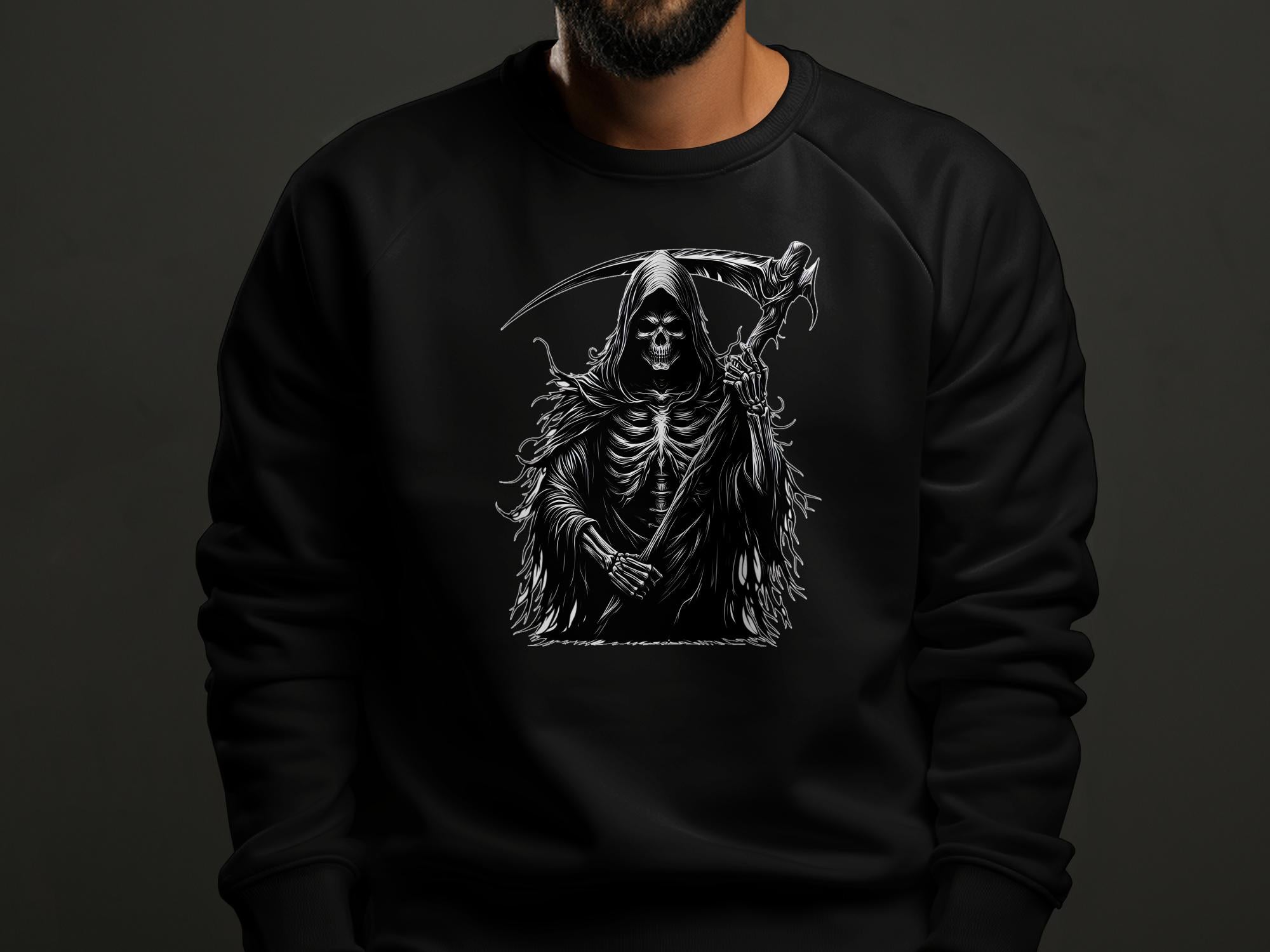 Grim Reaper - Black White Gildan Sweatshirt Commemorative Talisman Unisex Tee Graphic Design