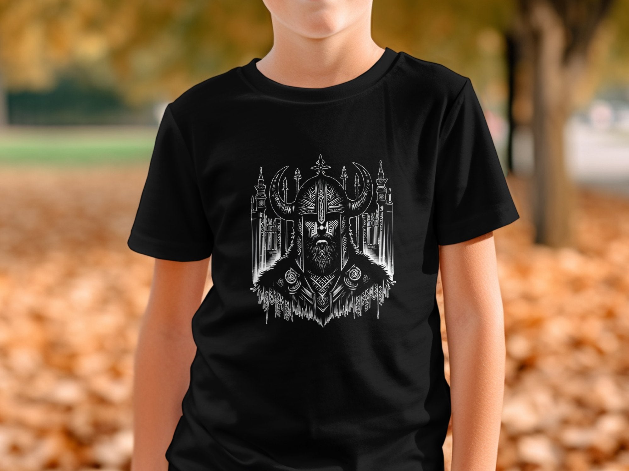 Viking Resolve - Coloured Gildan Kids T-Shirt Realistic Norse Talisman Unisex Valhalla Tee Graphic Design