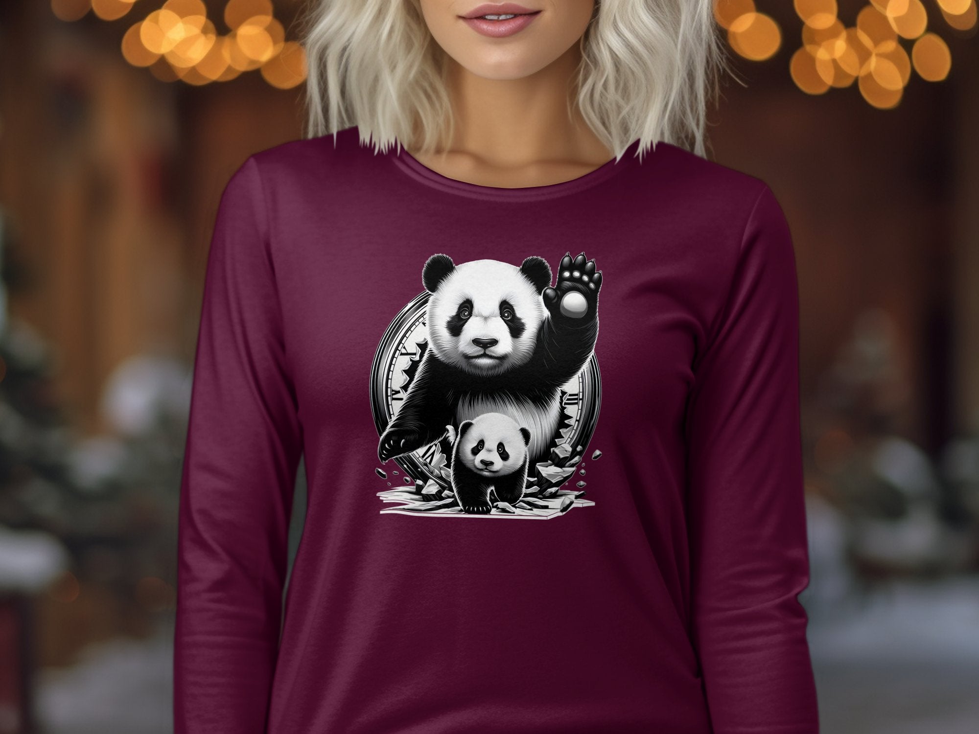 Panda - Coloured Gildan Long Sleeve Realistic Animal Talisman Unisex Cute Tee Graphic Design