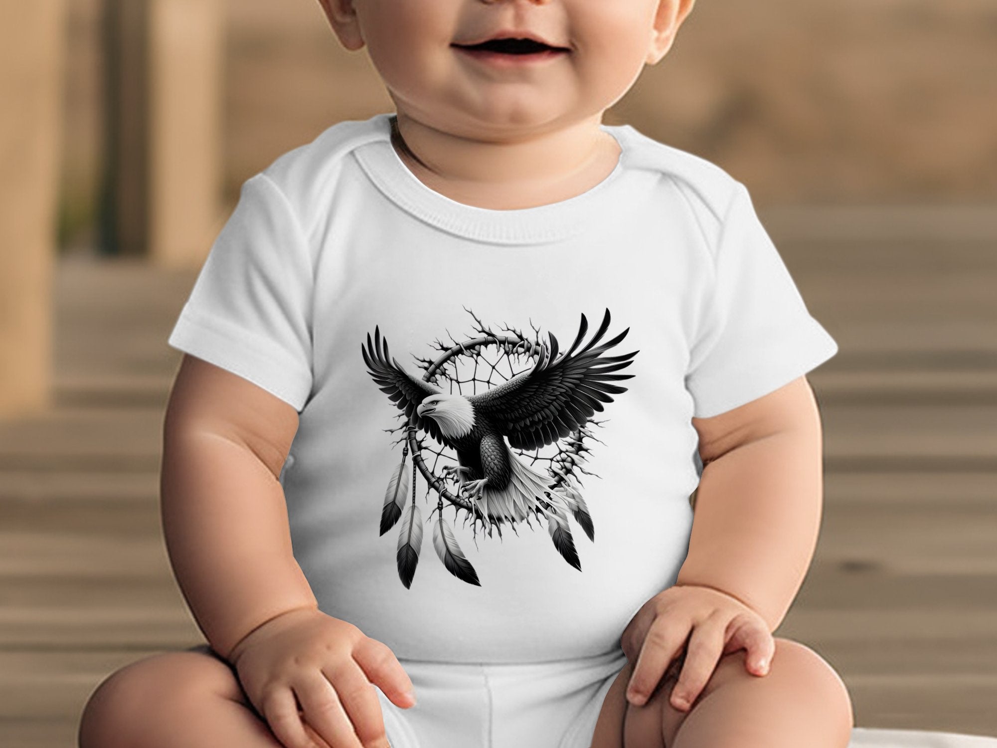 Dreamcatcher Eagle - Coloured  Toddler Bodysuit Realistic Native American Talisman Unisex Mythology Tee Graphic Design