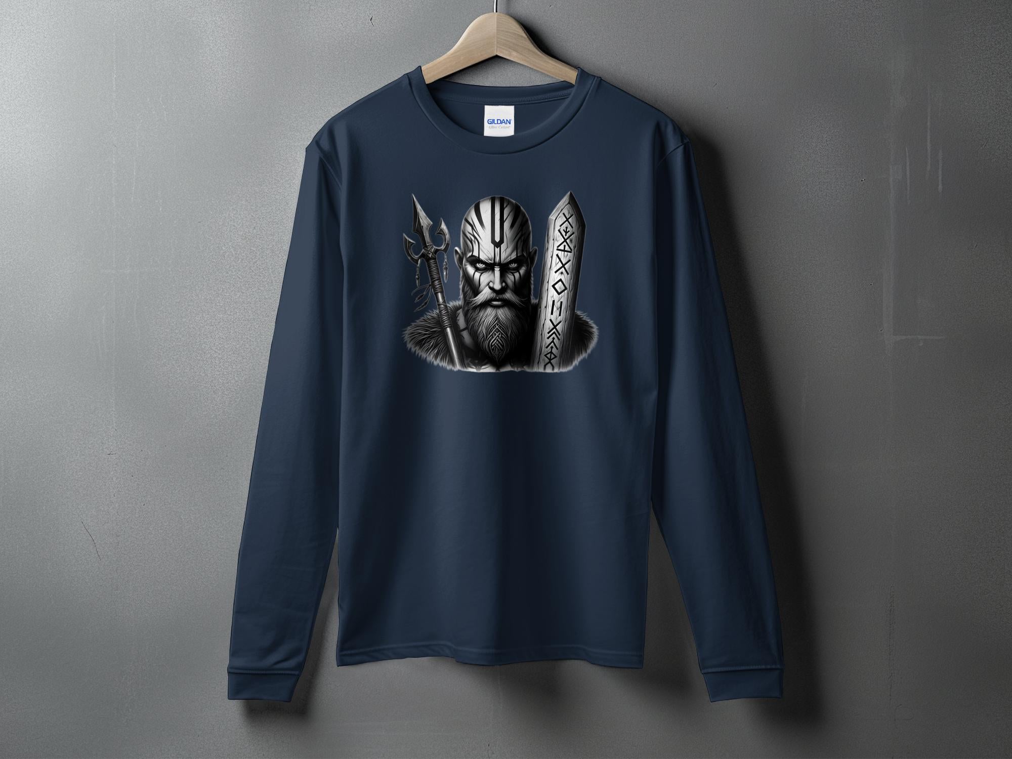 Viking Strength - Coloured Gildan Long Sleeve Realistic Norse Talisman Men Women Unisex Valhalla Tee Graphic Design