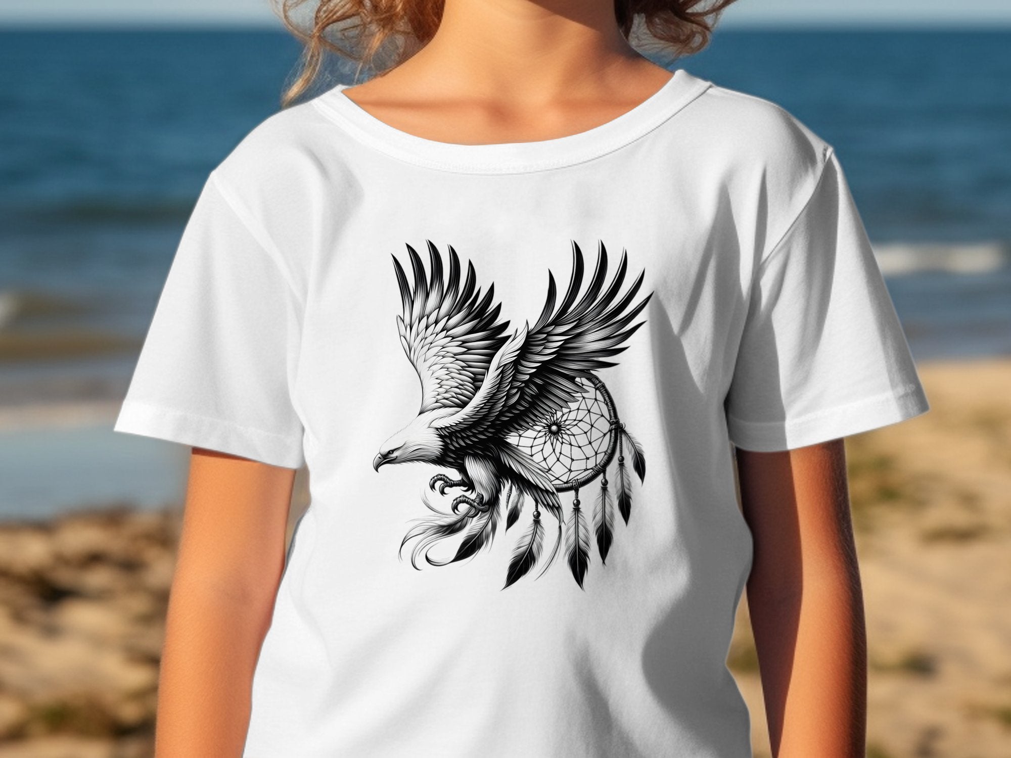 Dreamcatcher Eagle - Coloured Gildan Kids T-Shirt Realistic Native American Talisman Unisex Mythology Tee Graphic Design