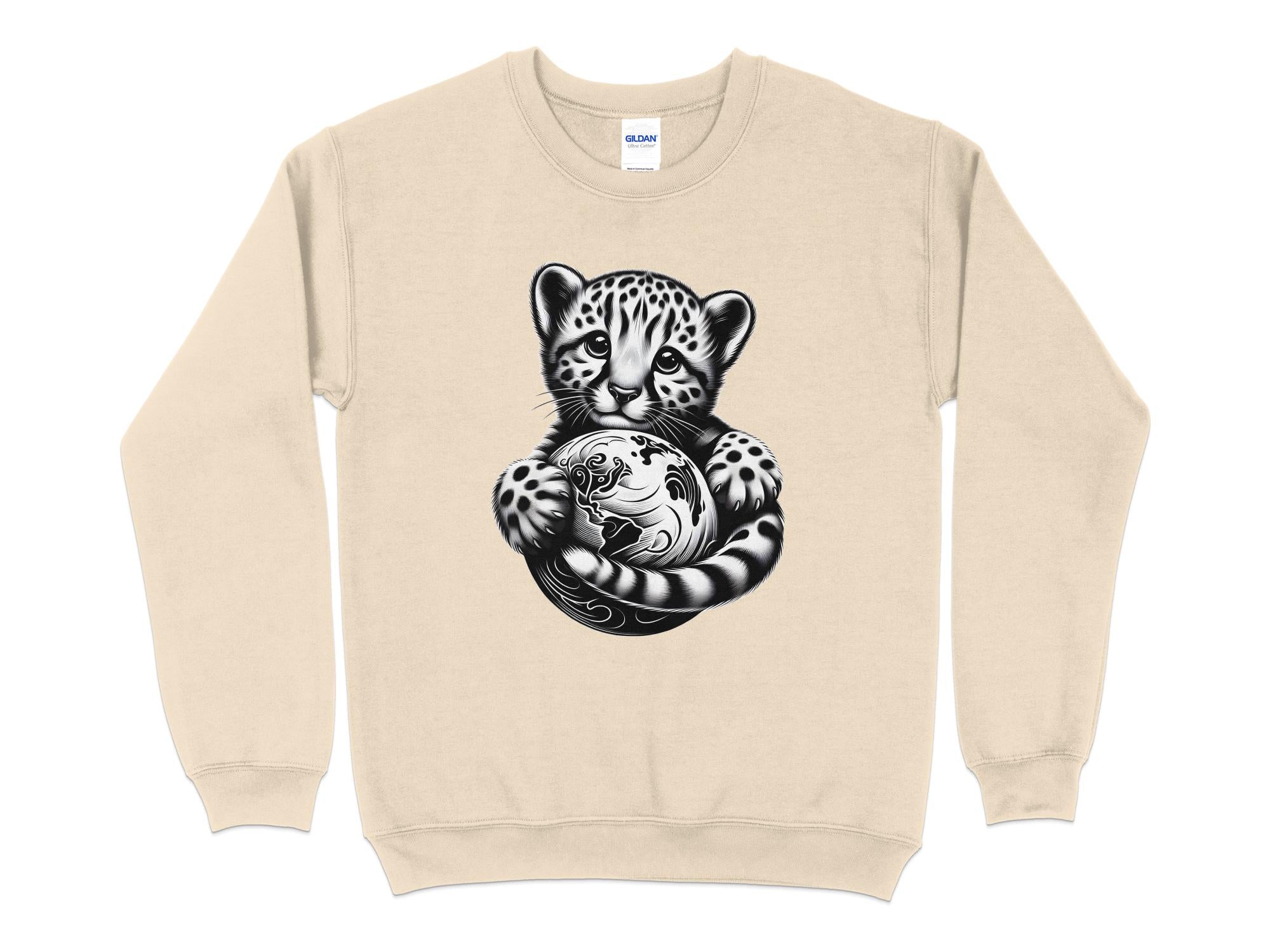 Cheetah World - Coloured Gildan Sweatshirt Realistic Animal Talisman Unisex Cute Tee Graphic Design