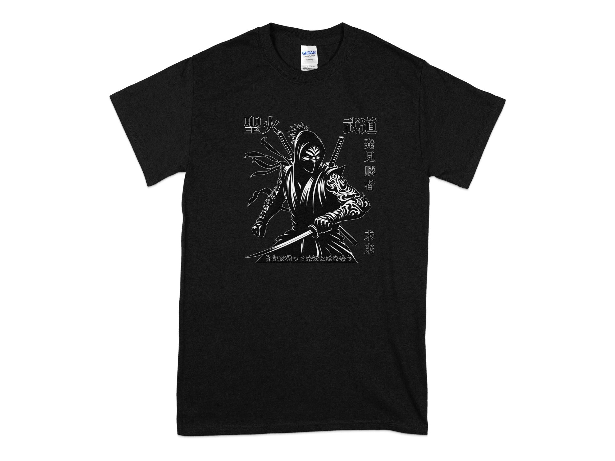 Samurai Ninja - Coloured Gildan T-Shirt Japanese Talisman Unisex Cultural Symbolic Graphic Design