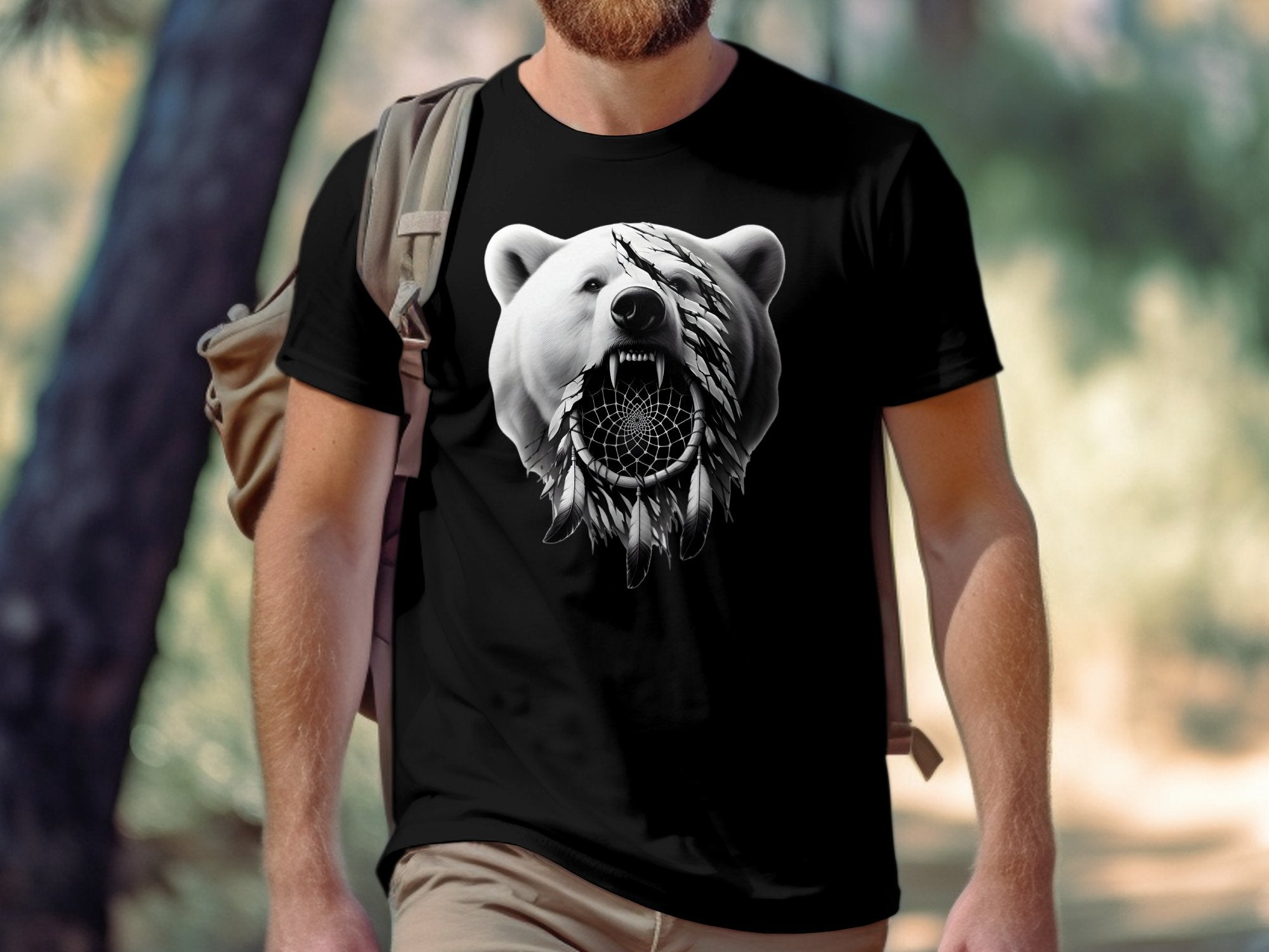 Dreamcatcher Bear - Coloured Gildan T-Shirt Realistic Native American Talisman Unisex Mythology Tee Graphic Design