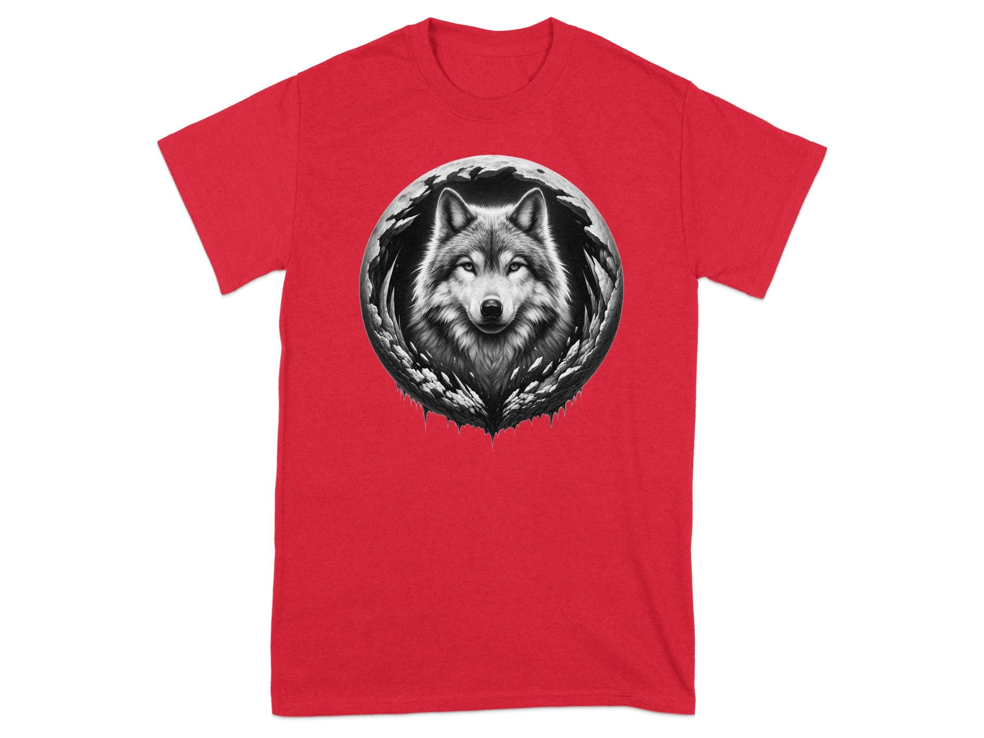 Moon Wolf - Coloured Gildan T-Shirt Realistic Animal Talisman Unisex Mythology Tee Graphic Design