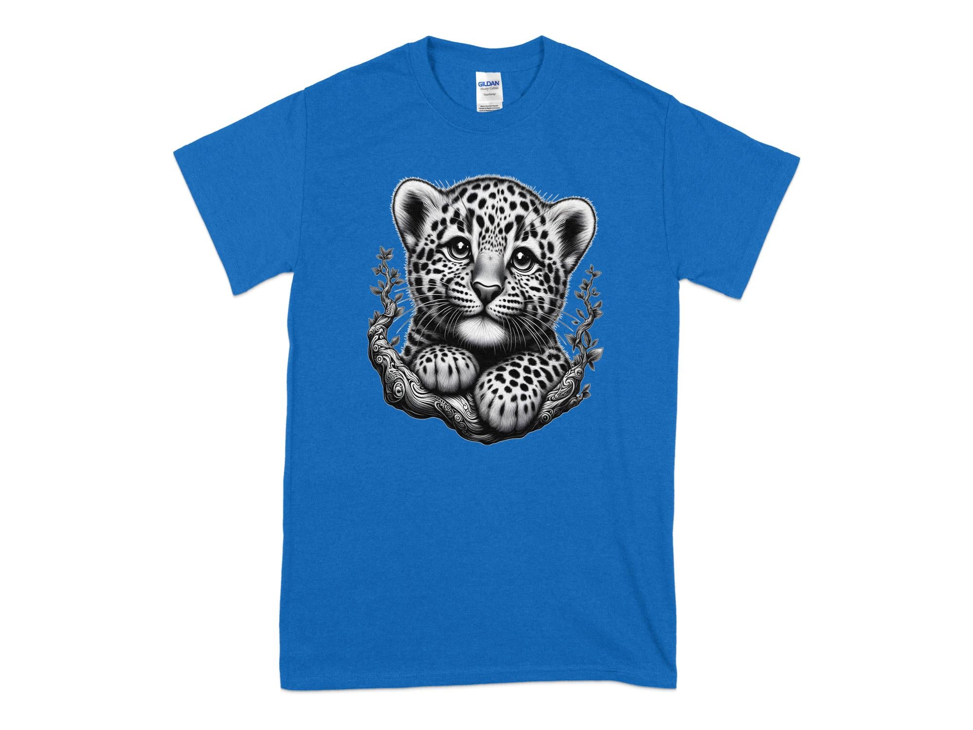 Leopard Bonsai - Coloured Gildan T-Shirt Realistic Animal Talisman Unisex Cute Tee Graphic Design