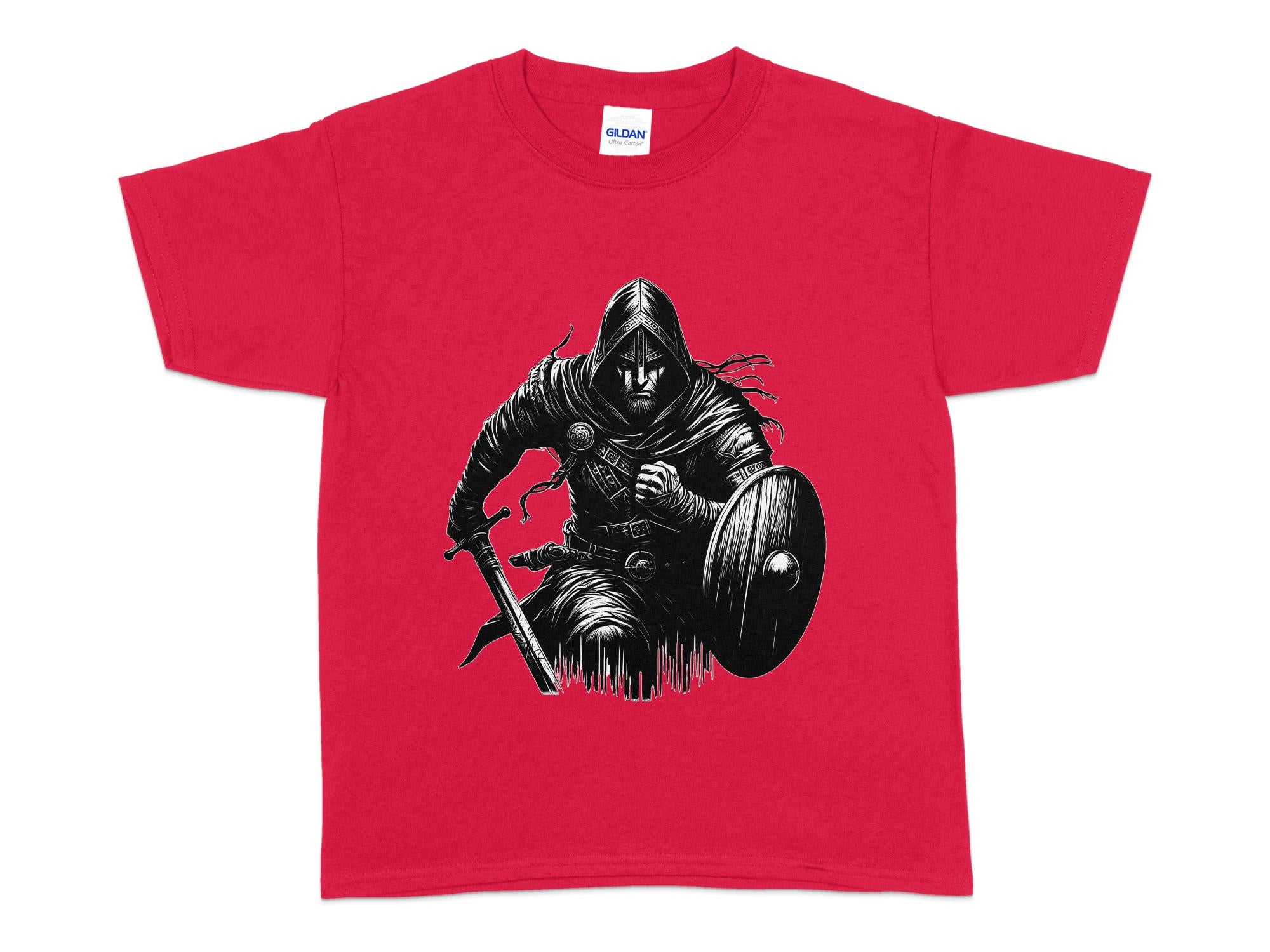 Viking Soldier - Coloured Gildan Kids T Shirt Norse Talisman Unisex Valhalla Tee