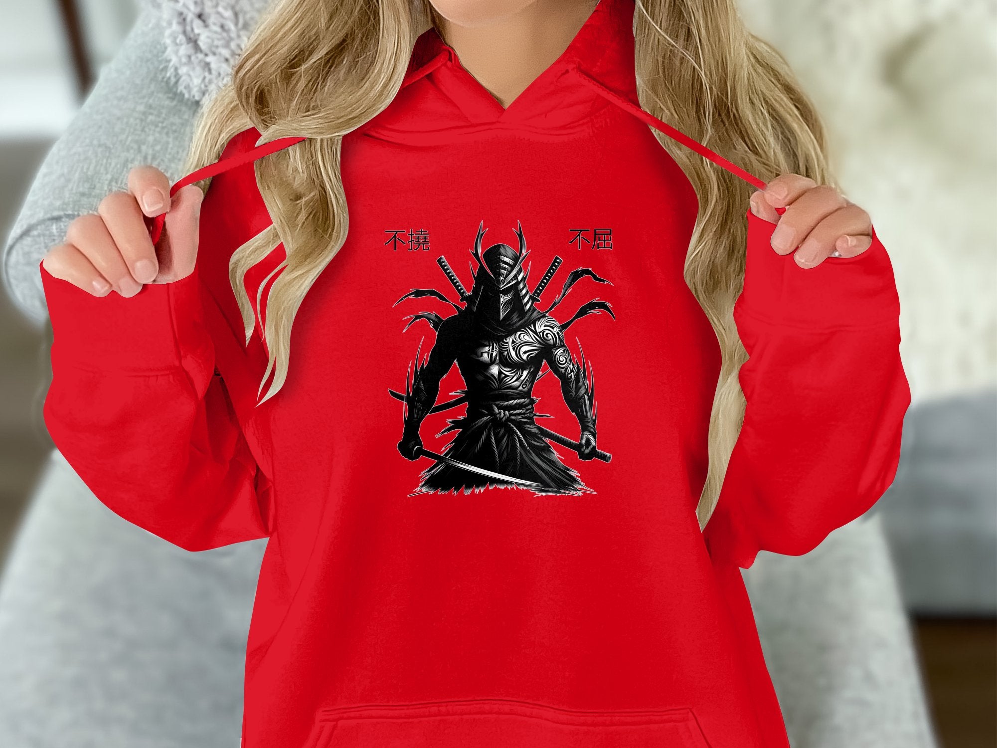 Samurai Ninja - Coloured Gildan Hoodie Japanese Talisman Unisex Cultural Symbolic Graphic Design