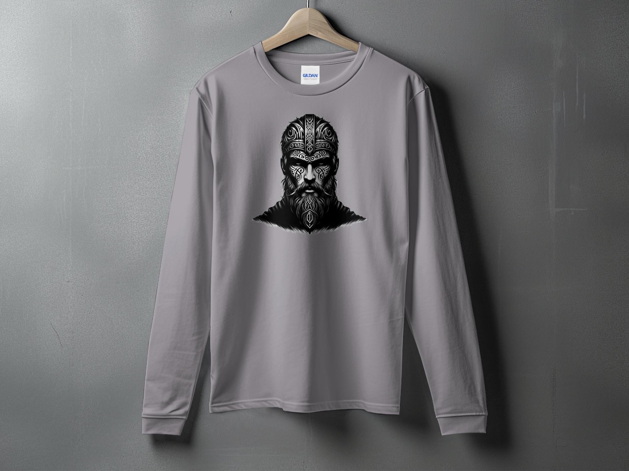 Viking Unyielding - Coloured Gildan Long Sleeve Realistic Norse Talisman Men Women Unisex Valhalla Tee Graphic Design