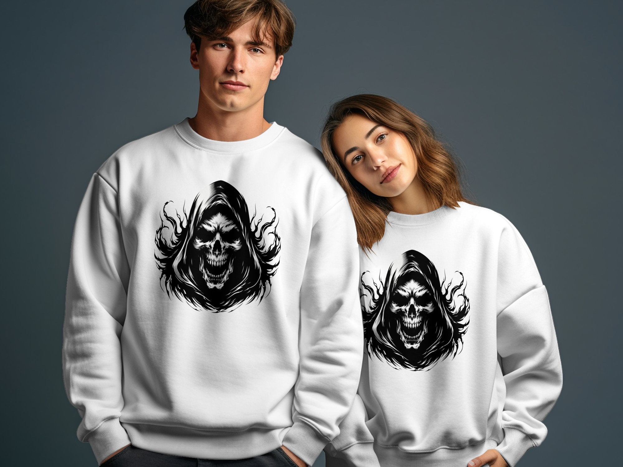 Grim Reaper - Black White Gildan Sweatshirt Commemorative Talisman Unisex Tee Graphic Design