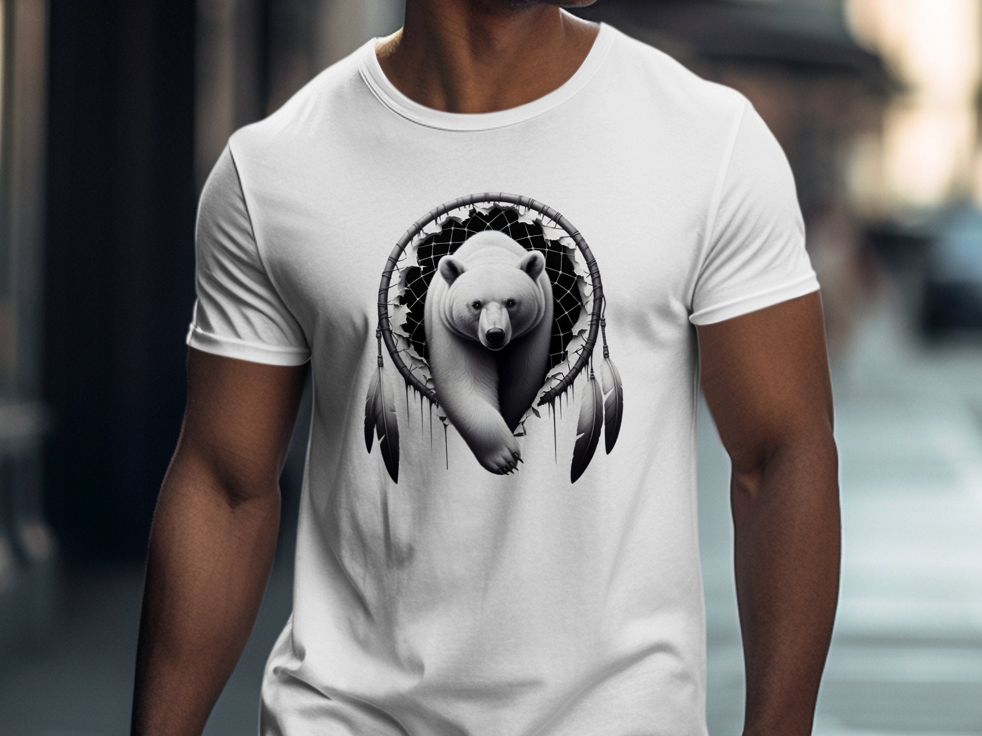 Dreamcatcher Bear - Coloured Gildan T-Shirt Realistic Native American Talisman Unisex Mythology Tee Graphic Design