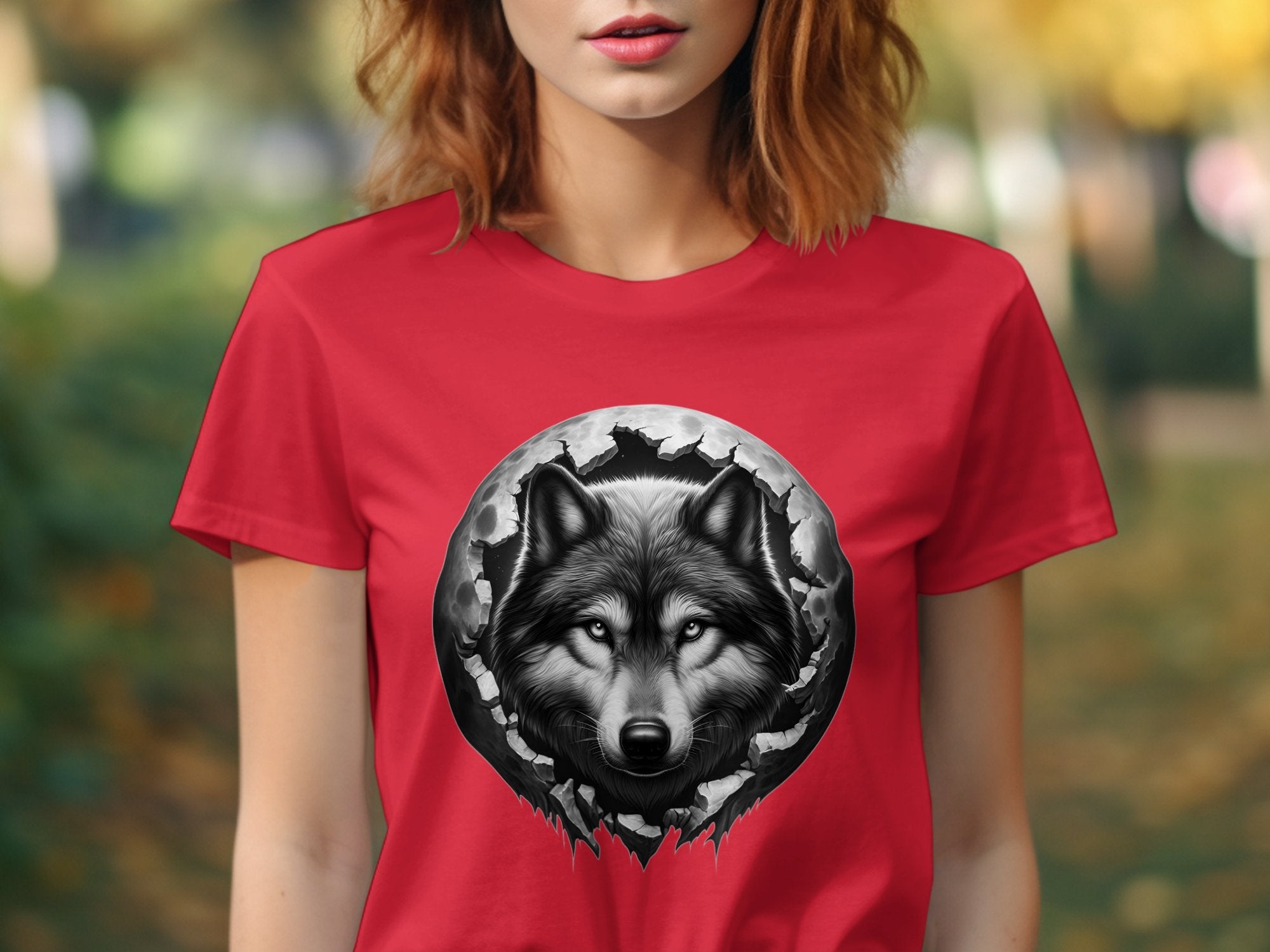 Moon Wolf - Coloured Gildan T-Shirt Realistic Animal Talisman Unisex Mythology Tee Graphic Design