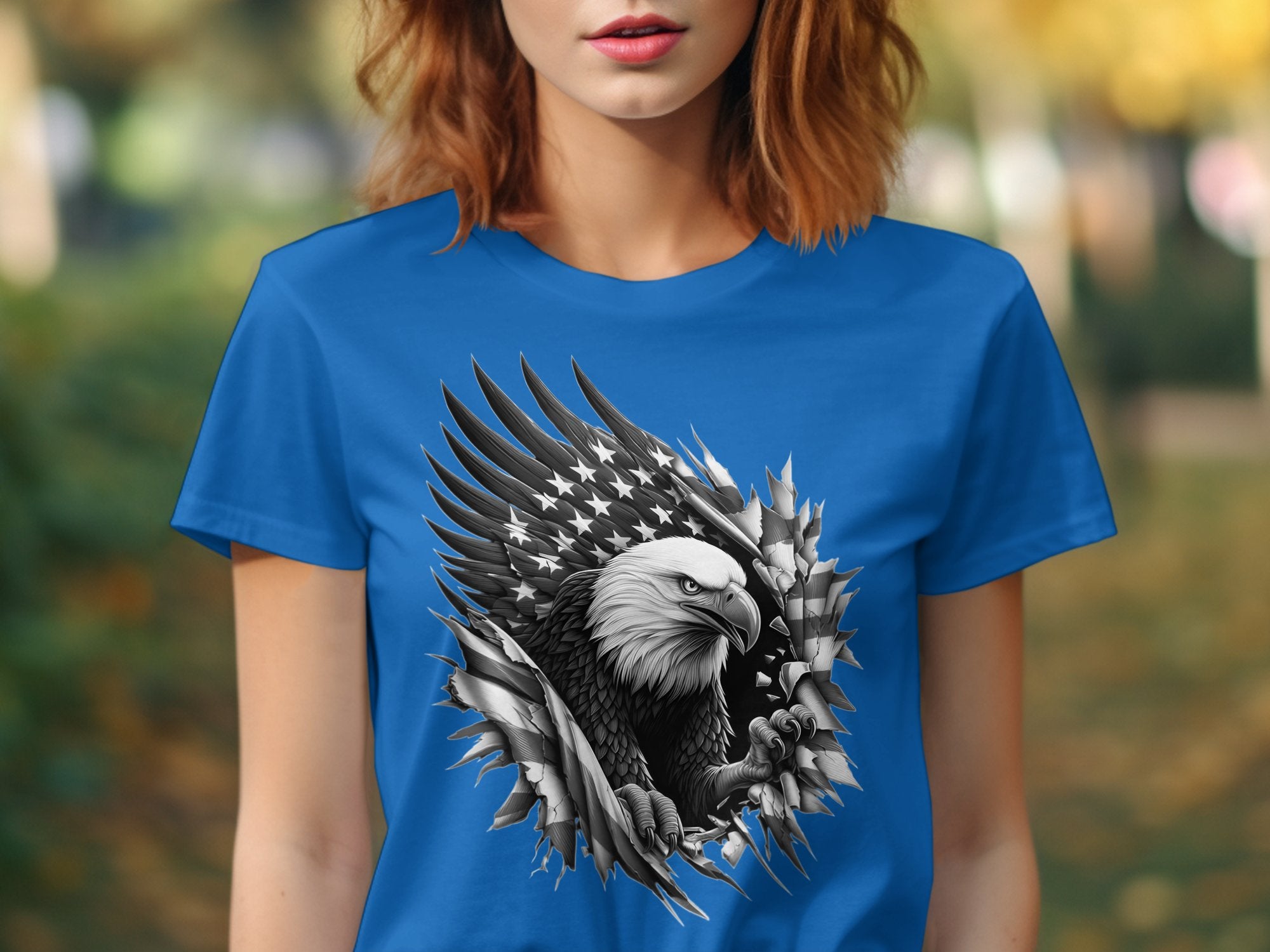 Eagle Patriot - Coloured Gildan T-Shirt Realistic Animal Talisman Unisex Tee Graphic Design