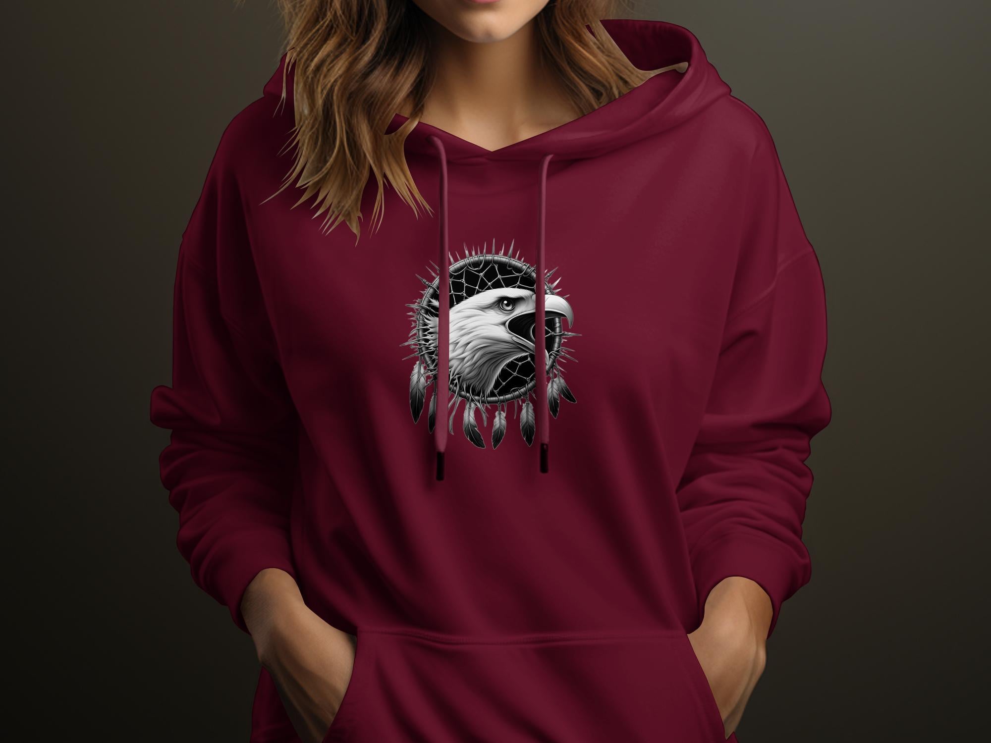 Dreamcatcher Eagle - Coloured Gildan Hoodie Realistic Native American Talisman Unisex Mythology Tee Graphic Design