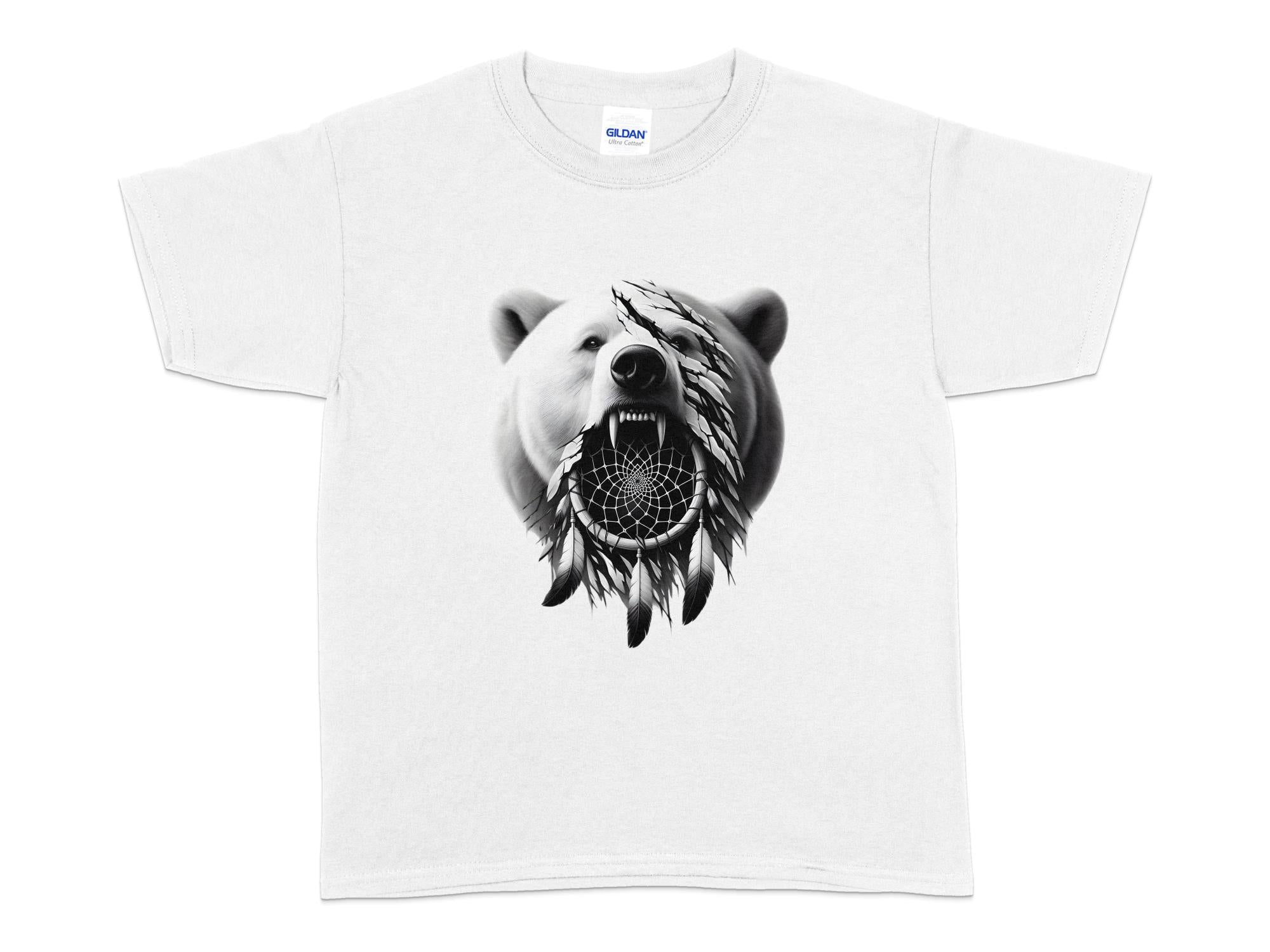 Dreamcatcher Bear - Coloured Gildan Kids T Shirt Realistic Native American Talisman Unisex Mythology Tee Graphic Design