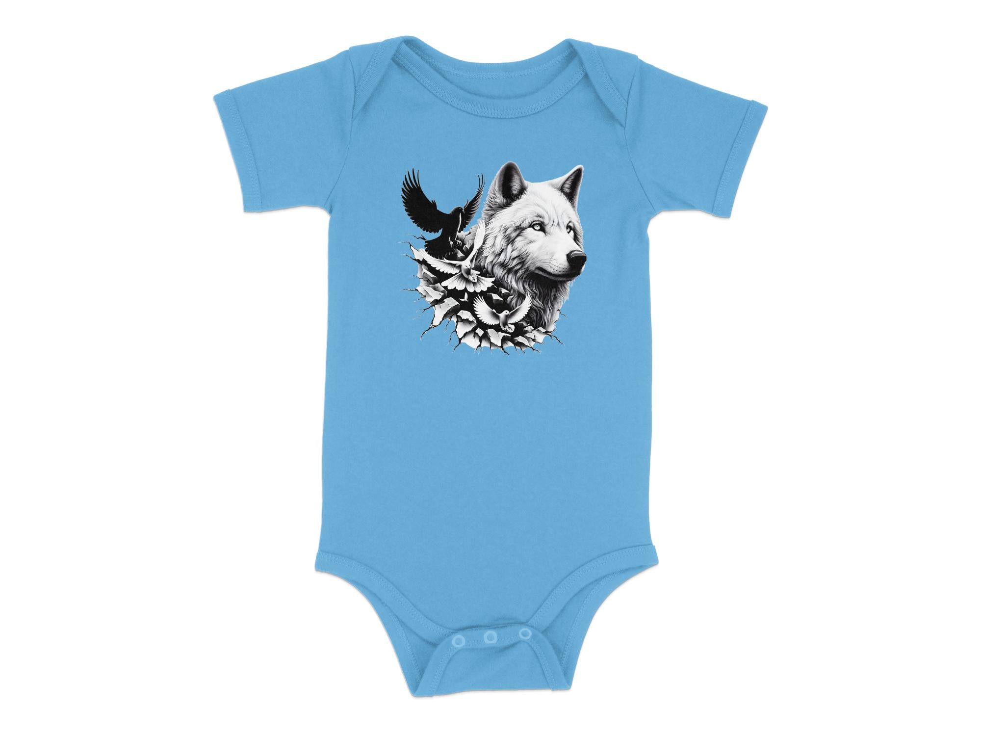 Wolf x Doves - Coloured Toddler Bodysuit Realistic Animal Talisman Unisex Tee Graphic Design