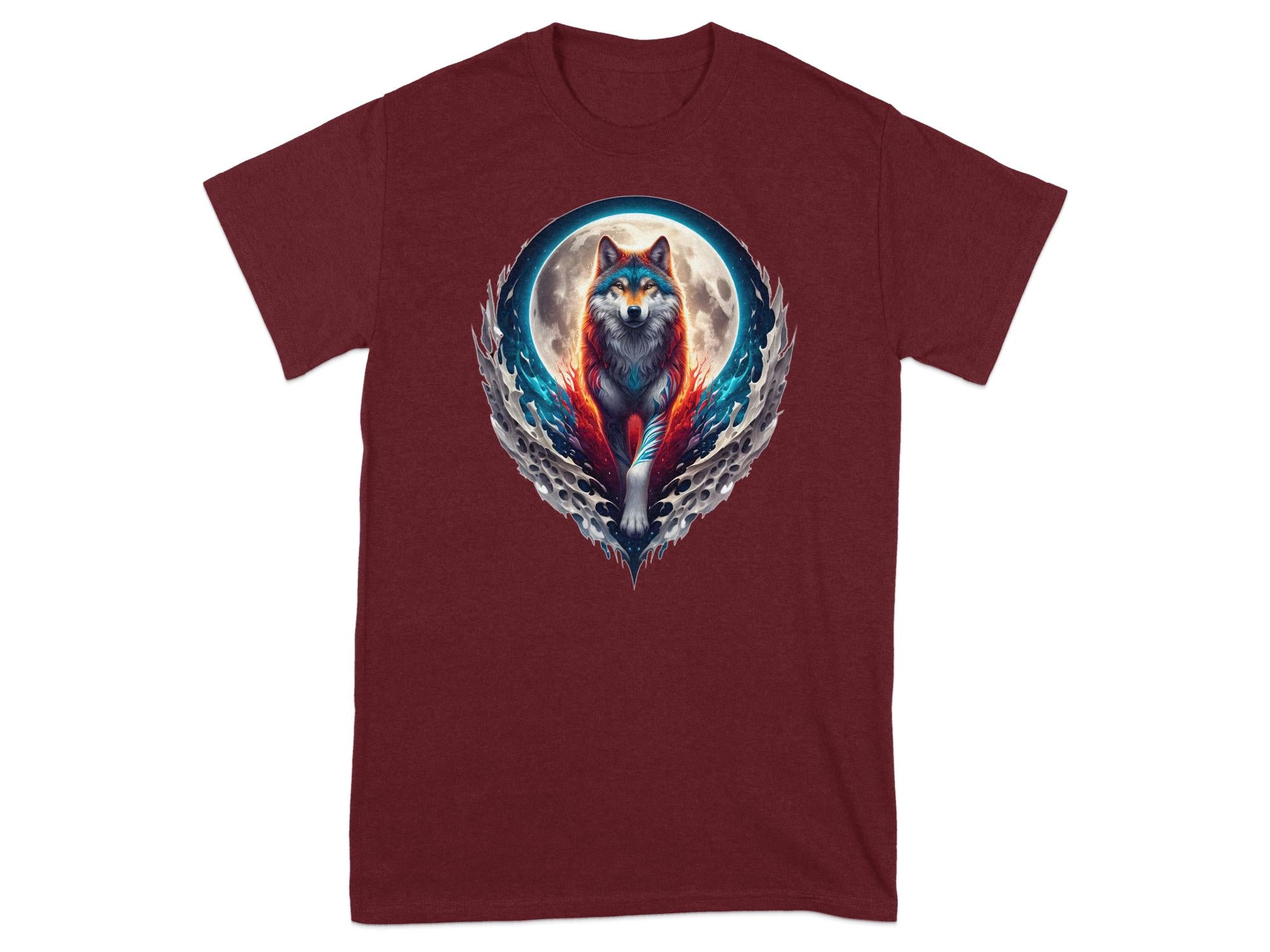 Moon Wolf - T-Shirt Realistic Full Colour Animal Talisman Unisex Mythology Tee Gildan Graphic Design