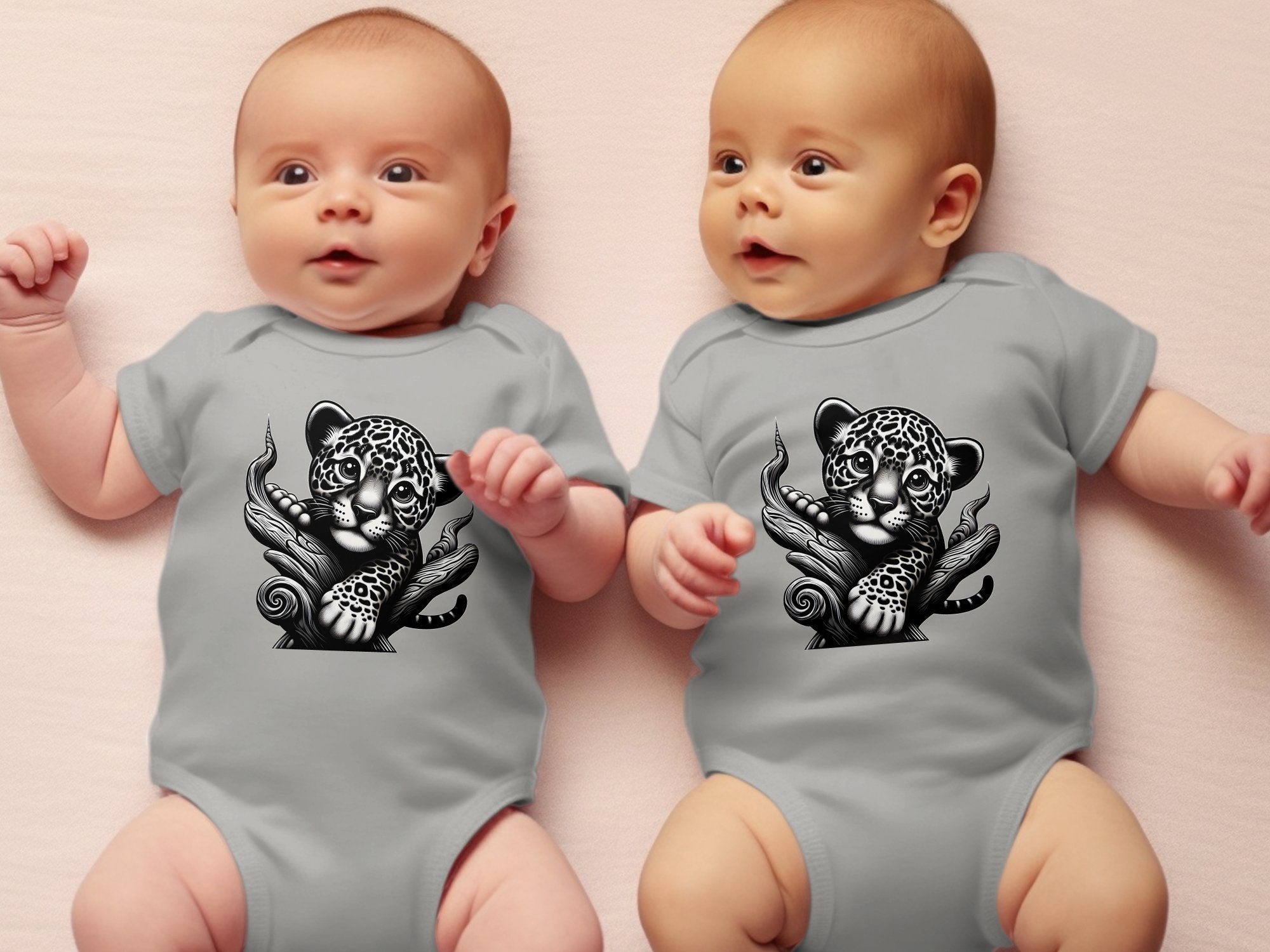 Leopard Bonsai - Coloured Toddler Bodysuit Realistic Animal Talisman Unisex Cute Tee Graphic Design