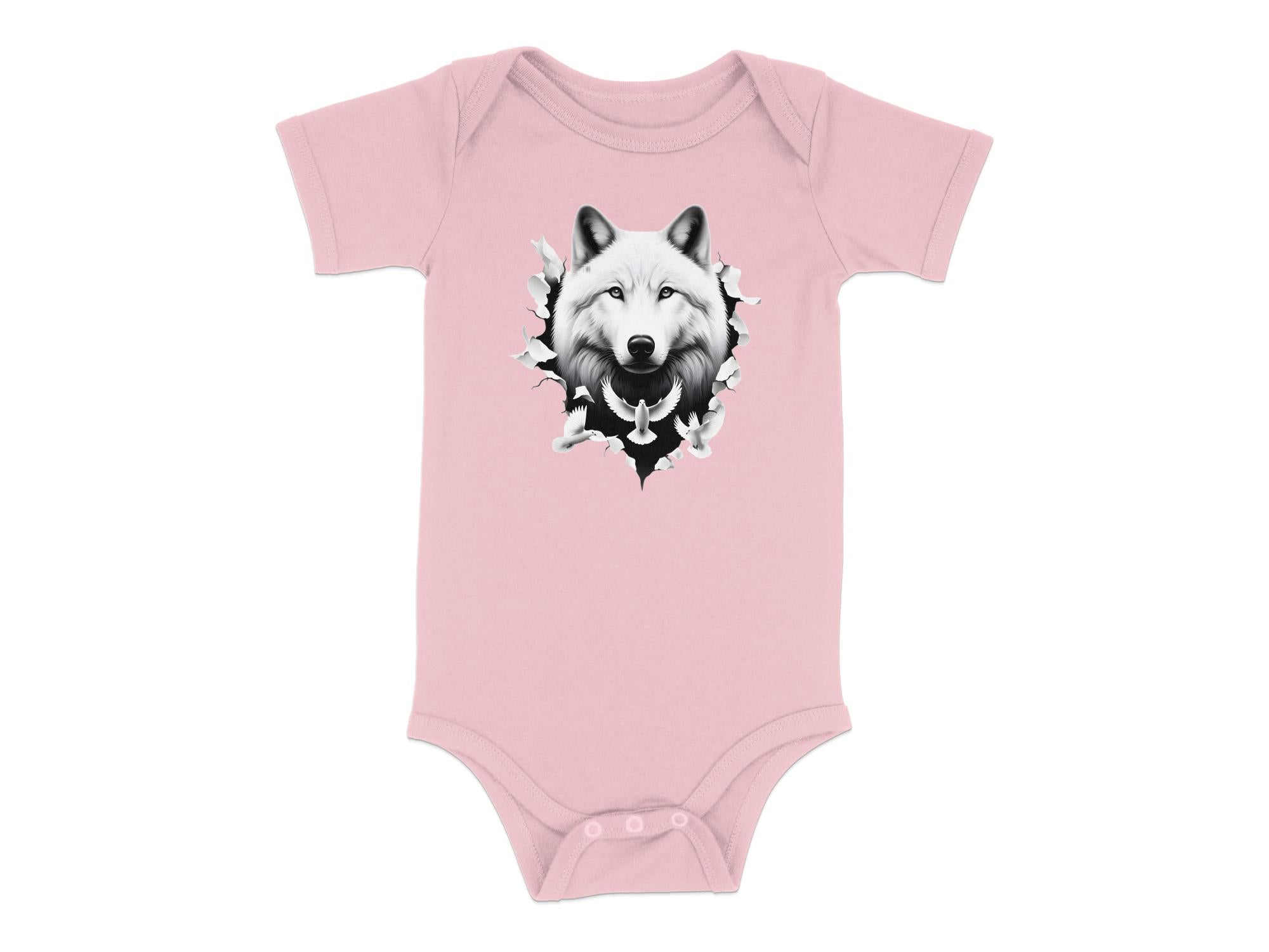 Wolf x Doves - Coloured Toddler Bodysuit Realistic Animal Talisman Unisex Tee Graphic Design