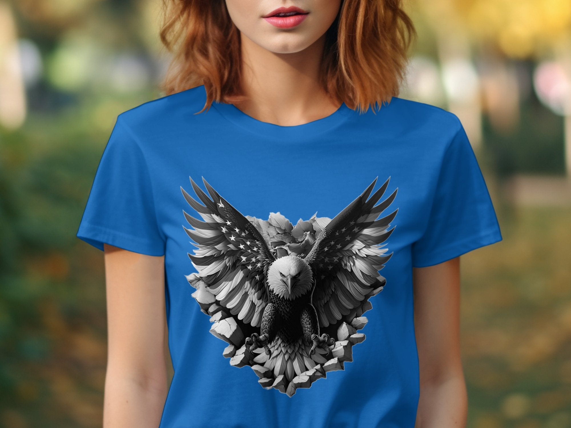 Eagle Patriot - Coloured Gildan T-Shirt Realistic Animal Talisman Unisex Tee Graphic Design