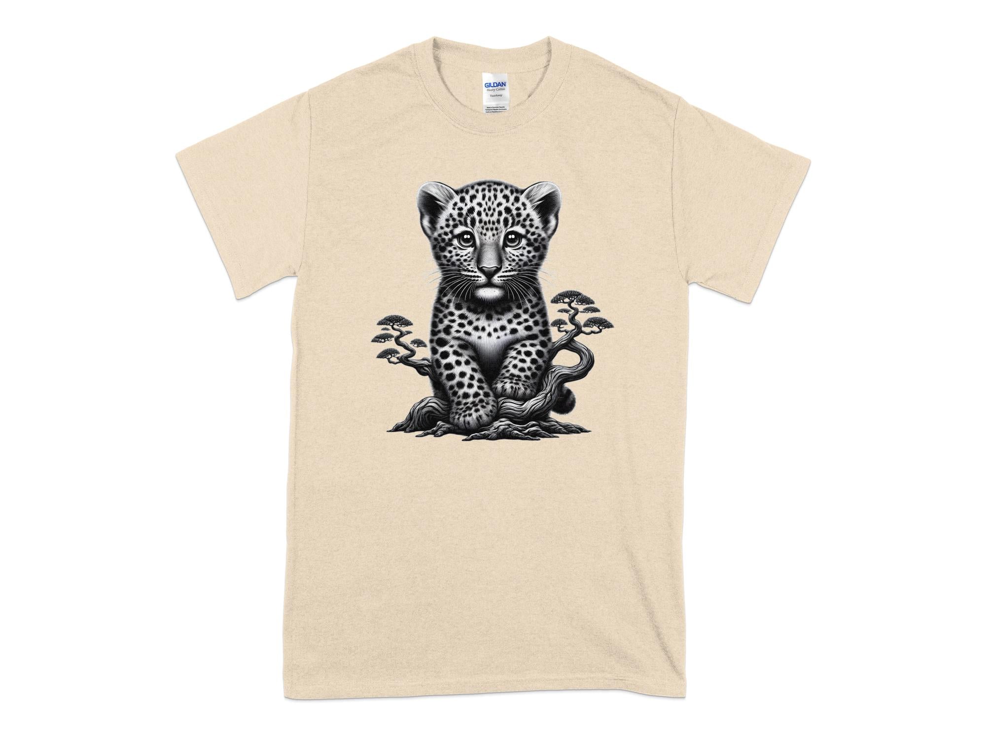 Leopard Bonsai - Coloured Gildan T-Shirt Realistic Animal Talisman Unisex Cute Tee Graphic Design