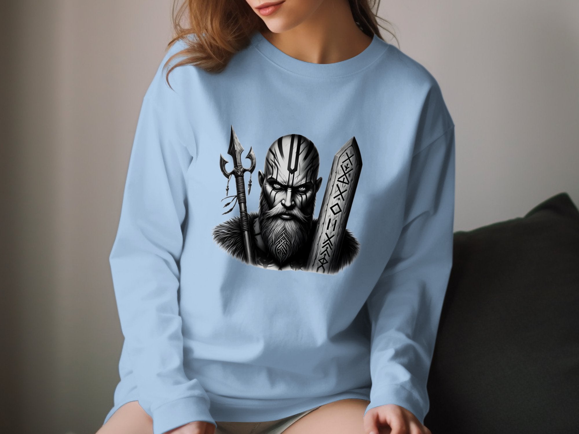 Viking Strength - Coloured Gildan Long Sleeve Realistic Norse Talisman Men Women Unisex Valhalla Tee Graphic Design