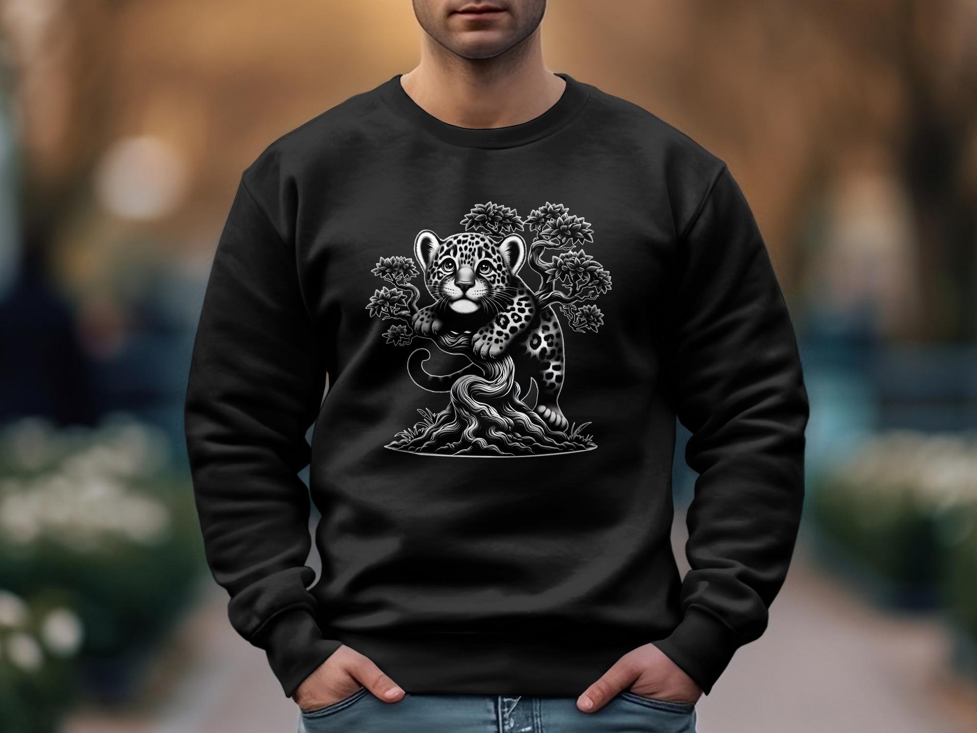 Leopard Bonsai - Coloured Gildan Sweatshirt Realistic Animal Talisman Unisex Cute Tee Graphic Design