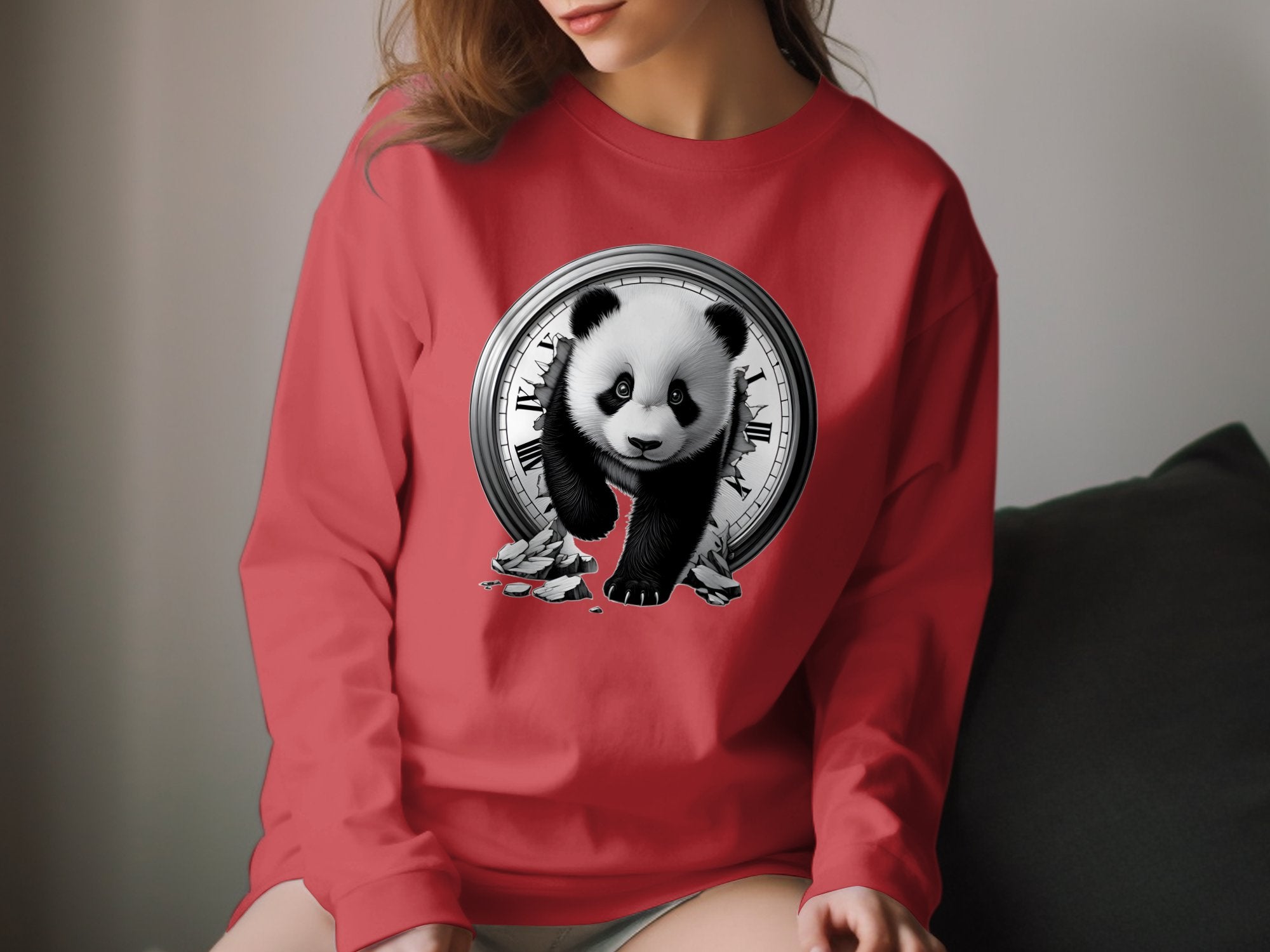 Panda - Coloured Gildan Long Sleeve Realistic Animal Talisman Unisex Cute Tee Graphic Design