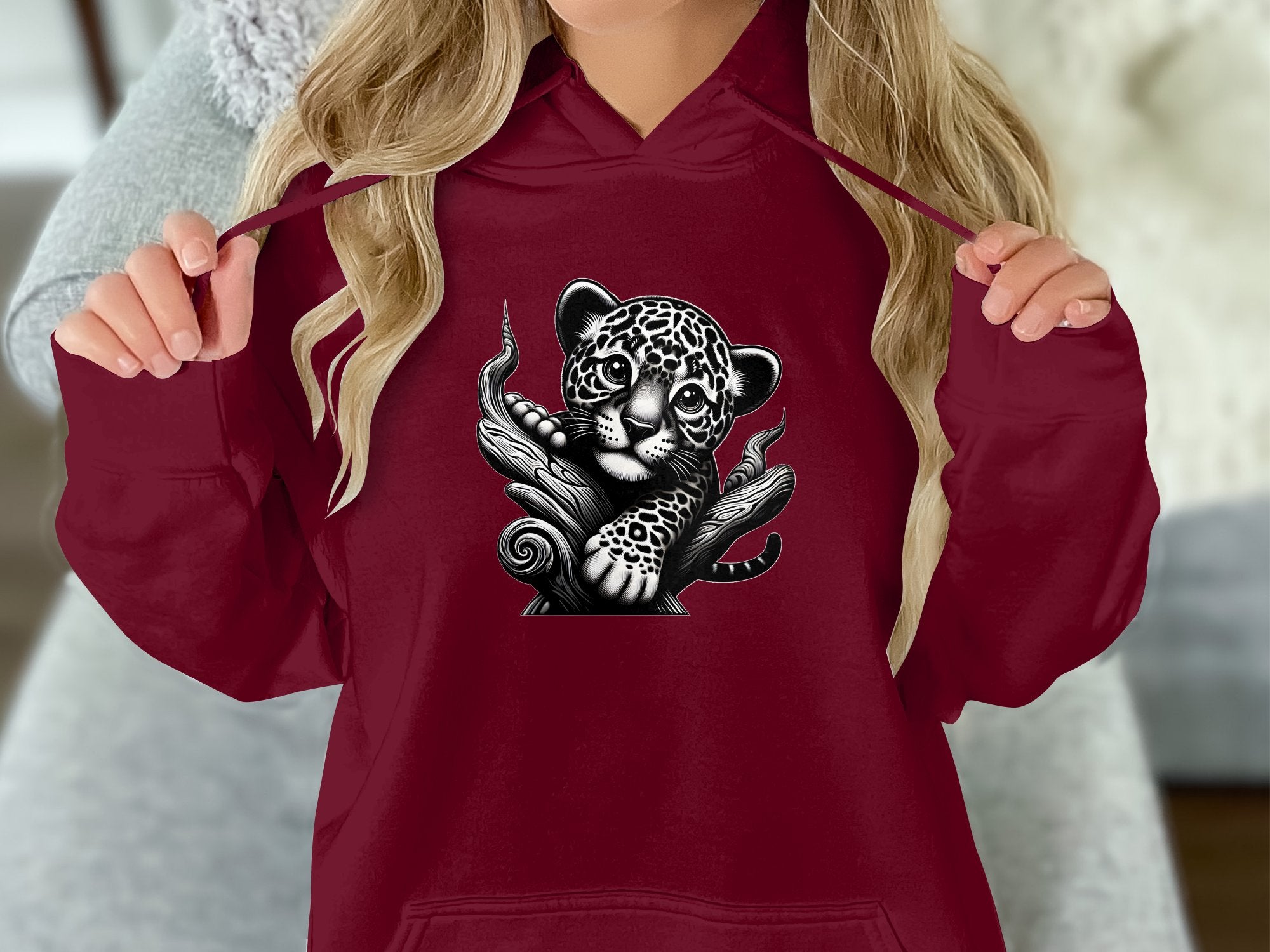 Leopard Bonsai - Coloured Gildan Hoodie Realistic Animal Talisman Unisex Cute Tee Graphic Design