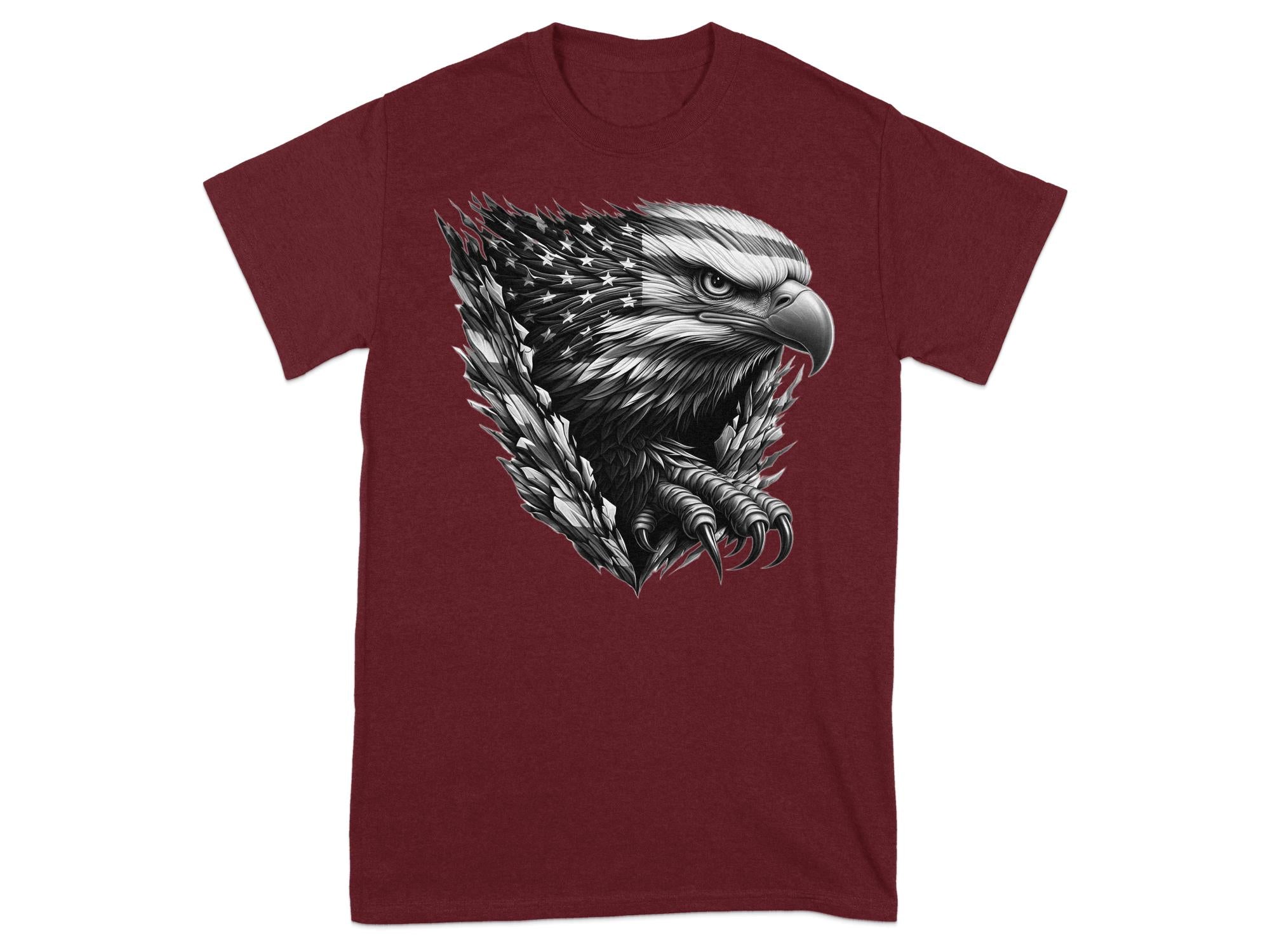 Eagle Patriot - Coloured Gildan T-Shirt Realistic Animal Talisman Unisex Tee Graphic Design