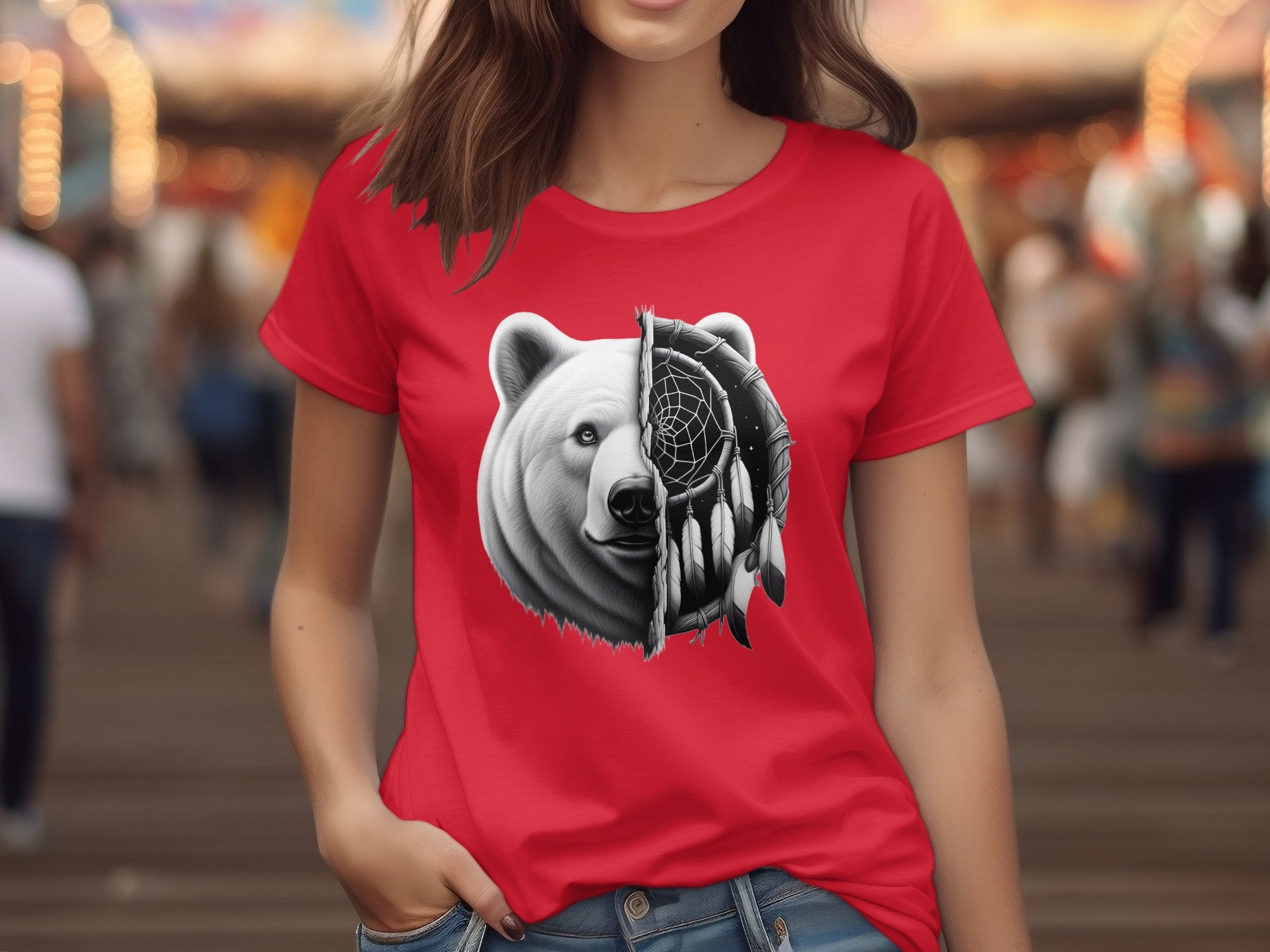 Dreamcatcher Bear - Coloured Gildan T-Shirt Realistic Native American Talisman Unisex Mythology Tee Graphic Design