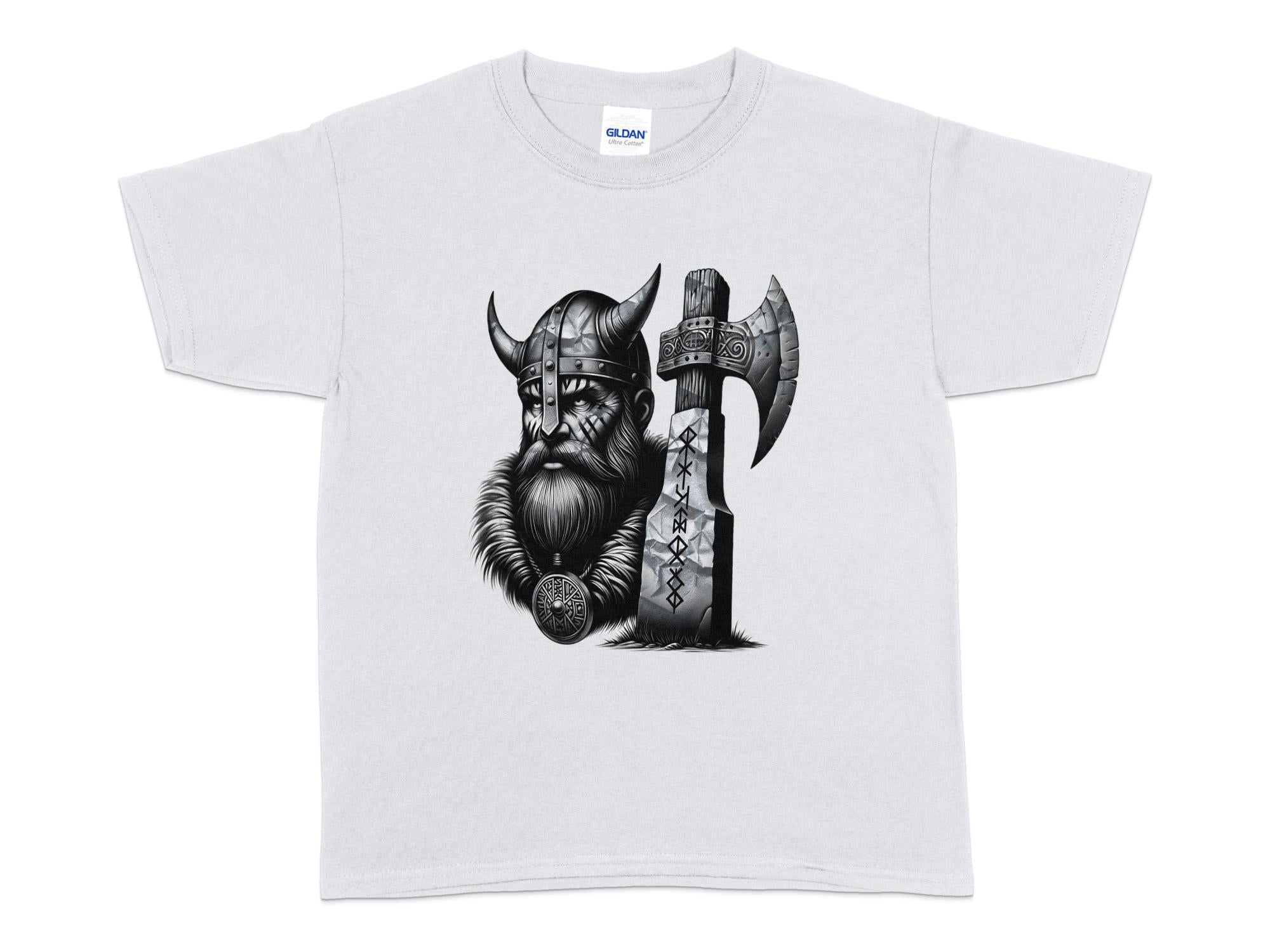 Viking Mettle - Coloured Gildan Kids T-Shirt Realistic Norse Talisman Unisex Valhalla Tee Graphic Design