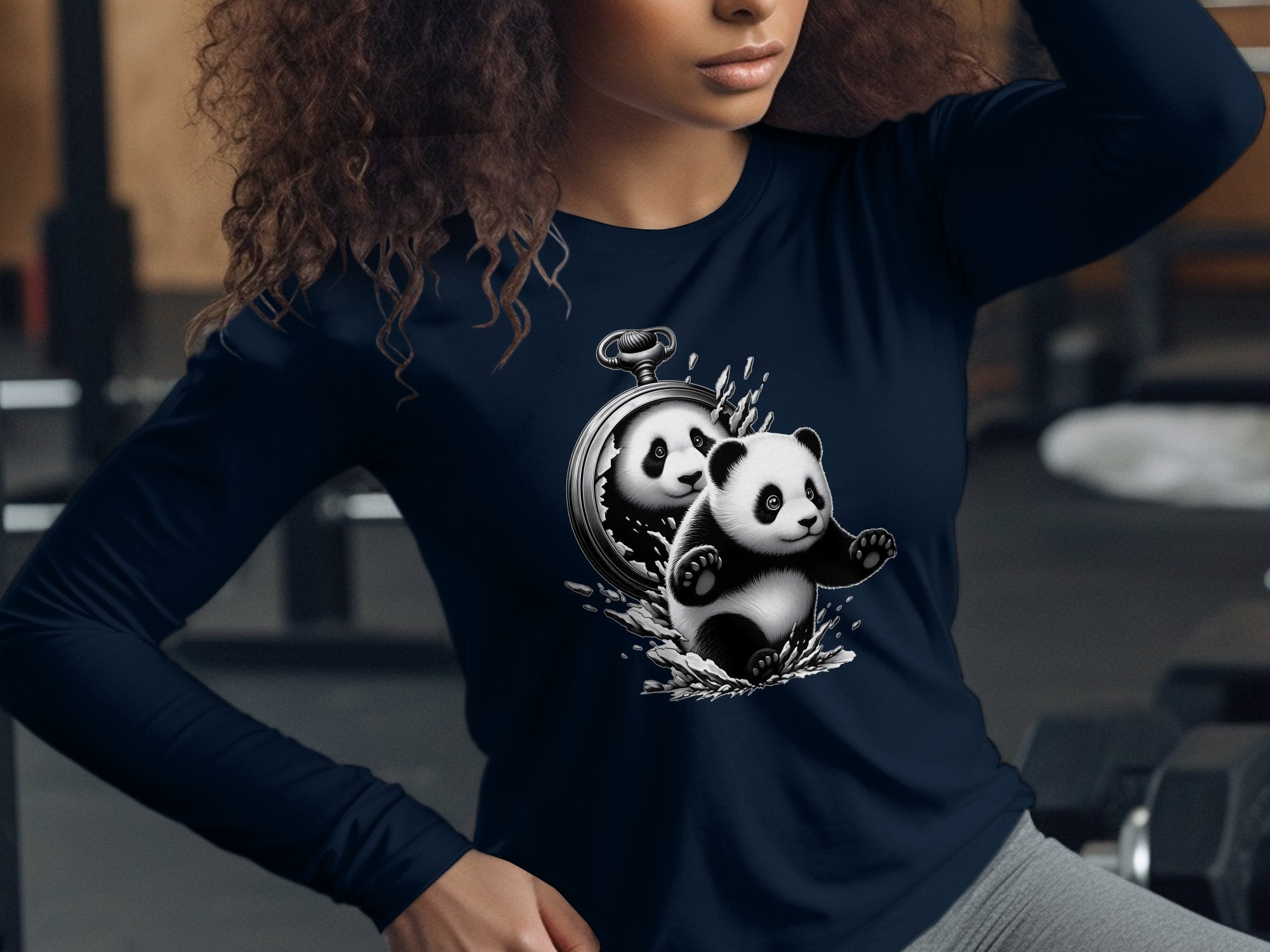 Panda - Coloured Gildan Long Sleeve Realistic Animal Talisman Unisex Cute Tee Graphic Design