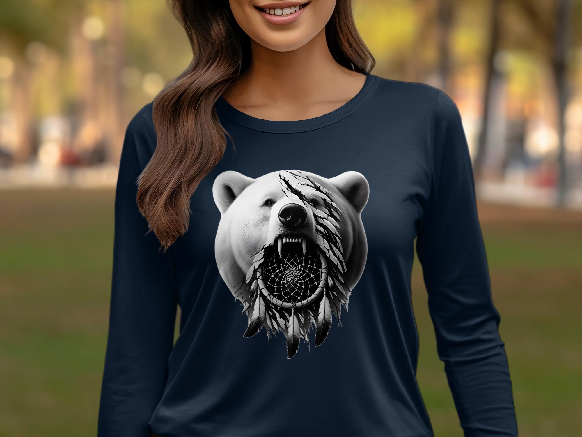 Dreamcatcher Bear - Coloured Gildan Long Sleeve Realistic Native American Talisman Unisex Mythology Tee Graphic Design