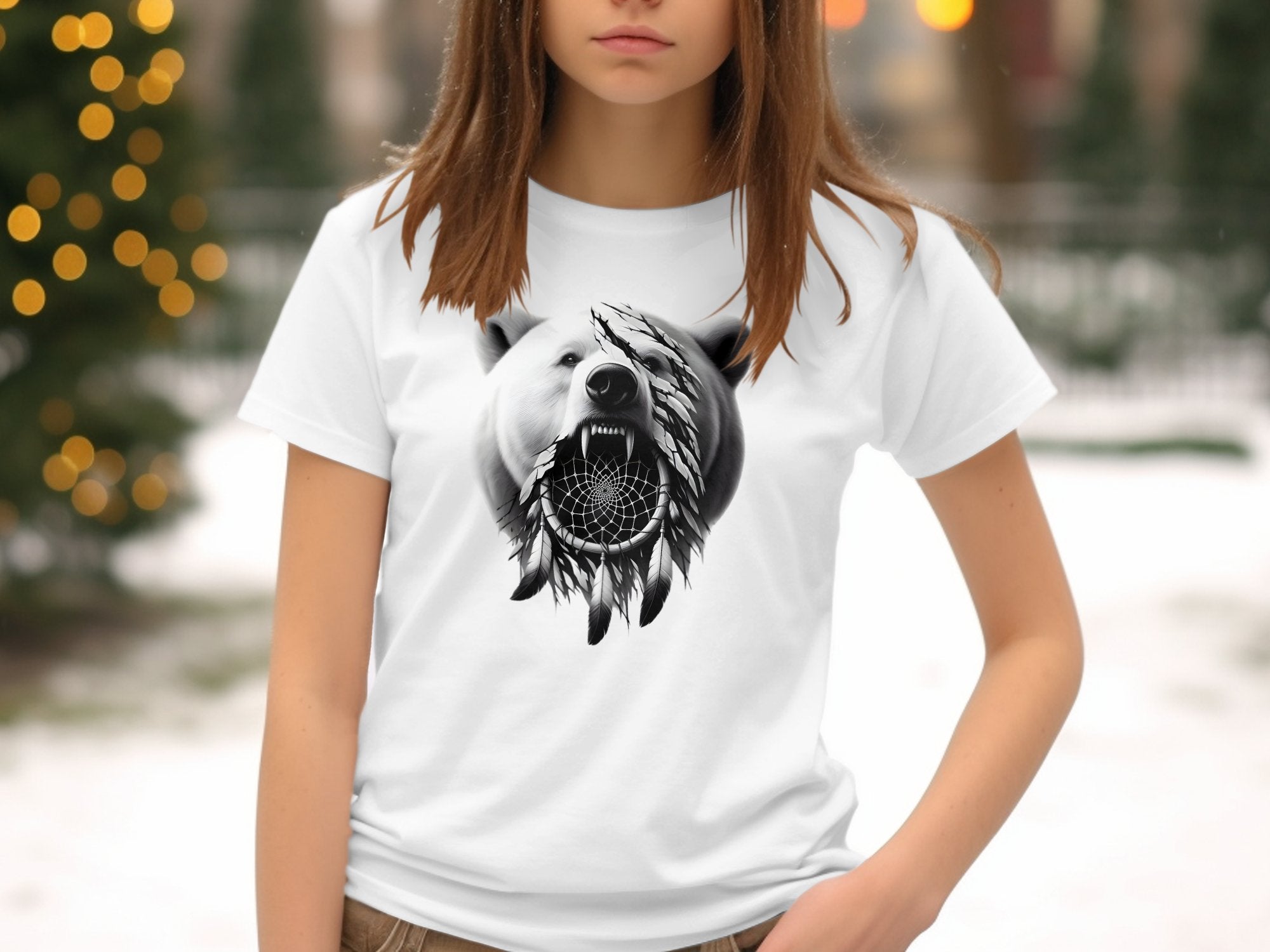 Dreamcatcher Bear - Coloured Gildan Kids T Shirt Realistic Native American Talisman Unisex Mythology Tee Graphic Design