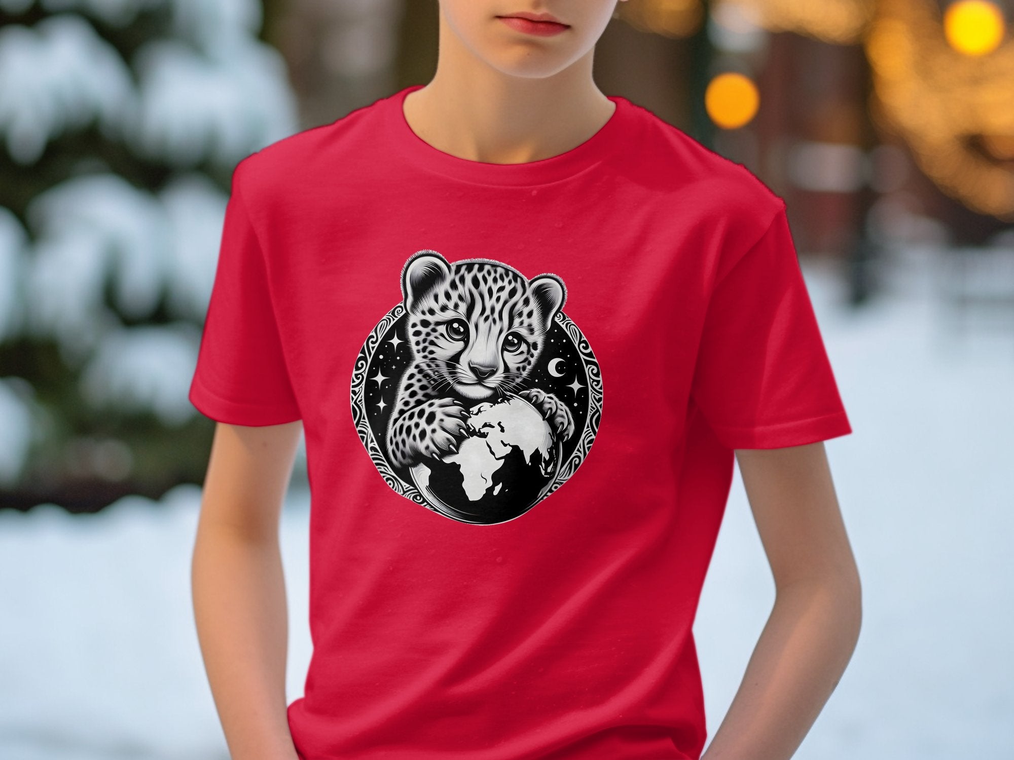 Cheetah World - Coloured Gildan Kids T-Shirt Realistic Animal Talisman Unisex Cute Tee Graphic Design