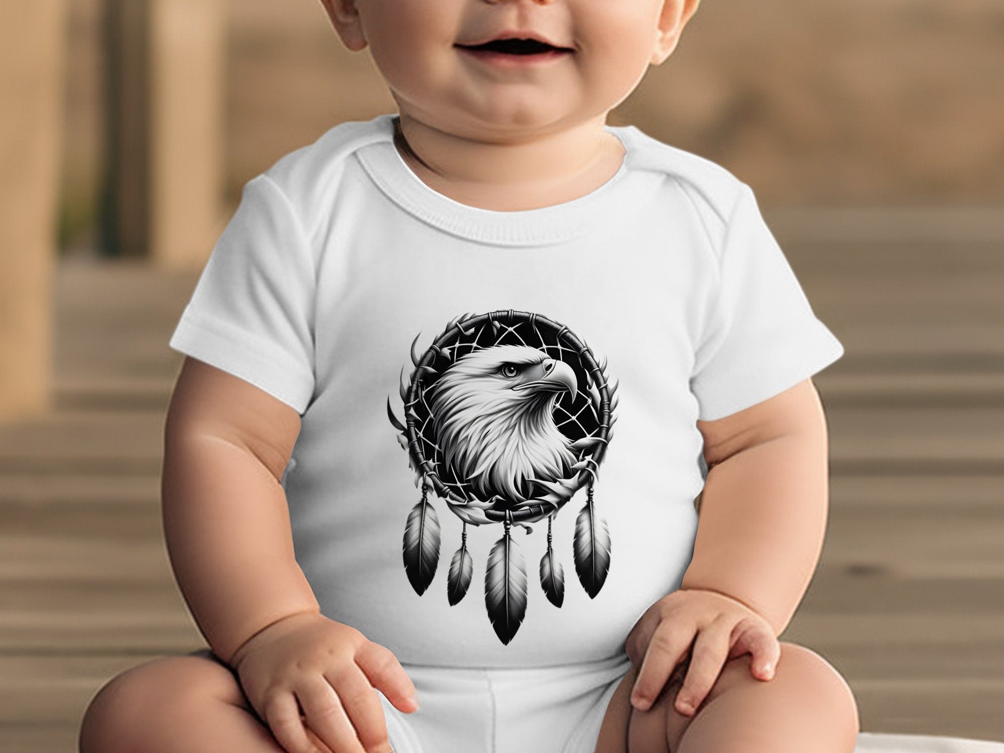 Dreamcatcher Eagle - Coloured Toddler Bodysuit Realistic Native American Talisman Unisex Mythology Tee Graphic Design