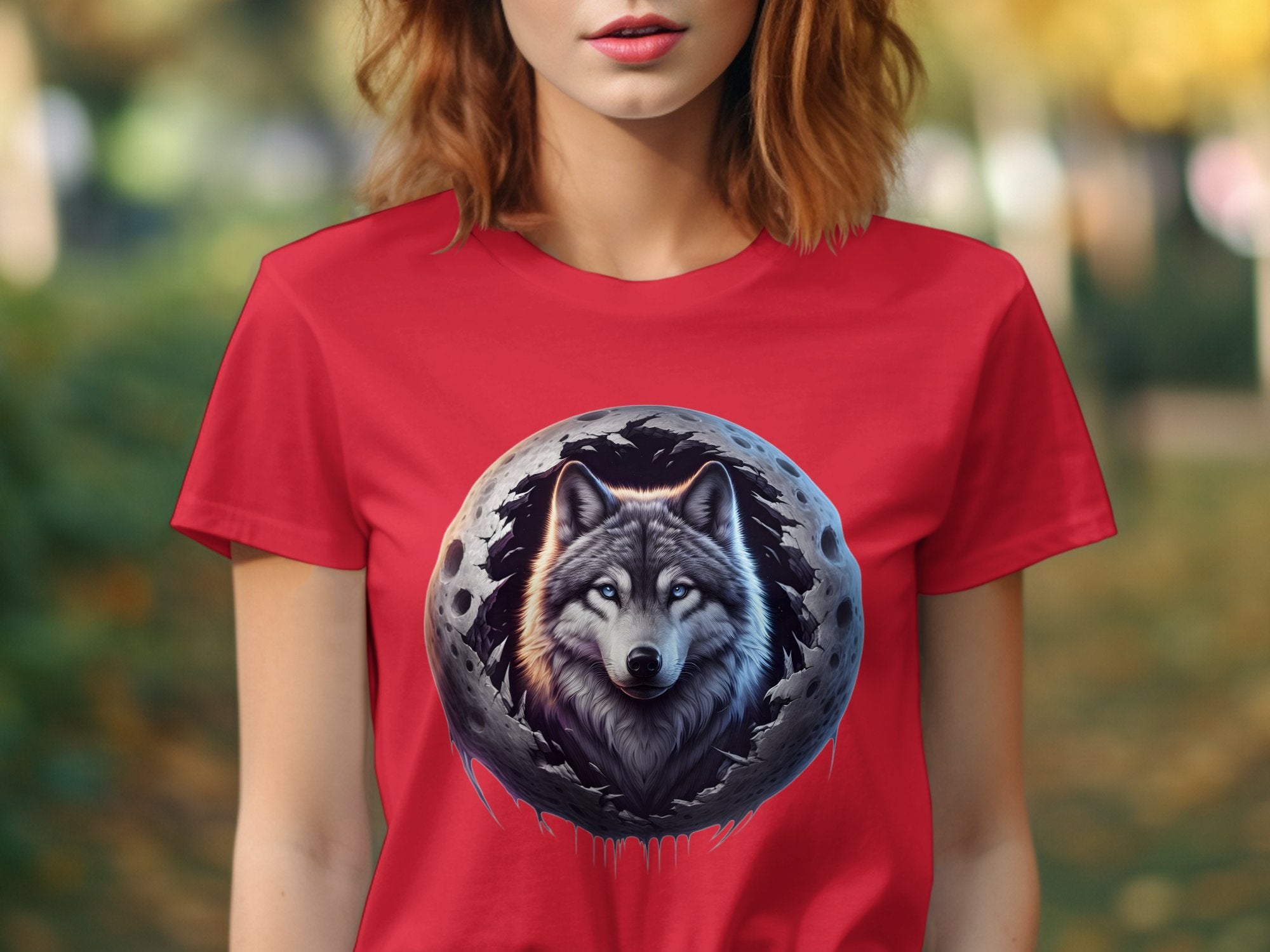 Moon Wolf - T-Shirt Realistic Full Colour Animal Talisman Unisex Mythology Tee Gildan Graphic Design