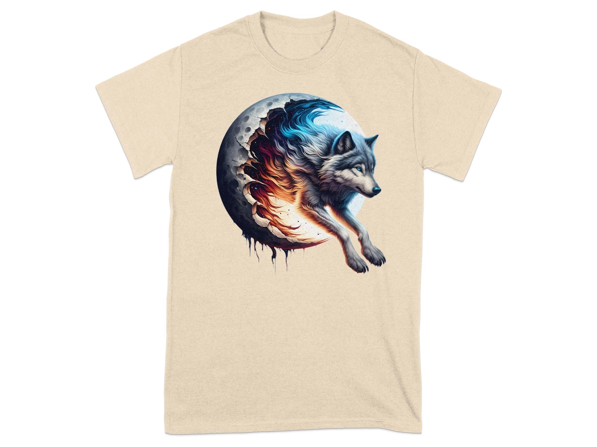 Moon Wolf - T-Shirt Realistic Full Colour Animal Talisman Unisex Mythology Tee Gildan Graphic Design