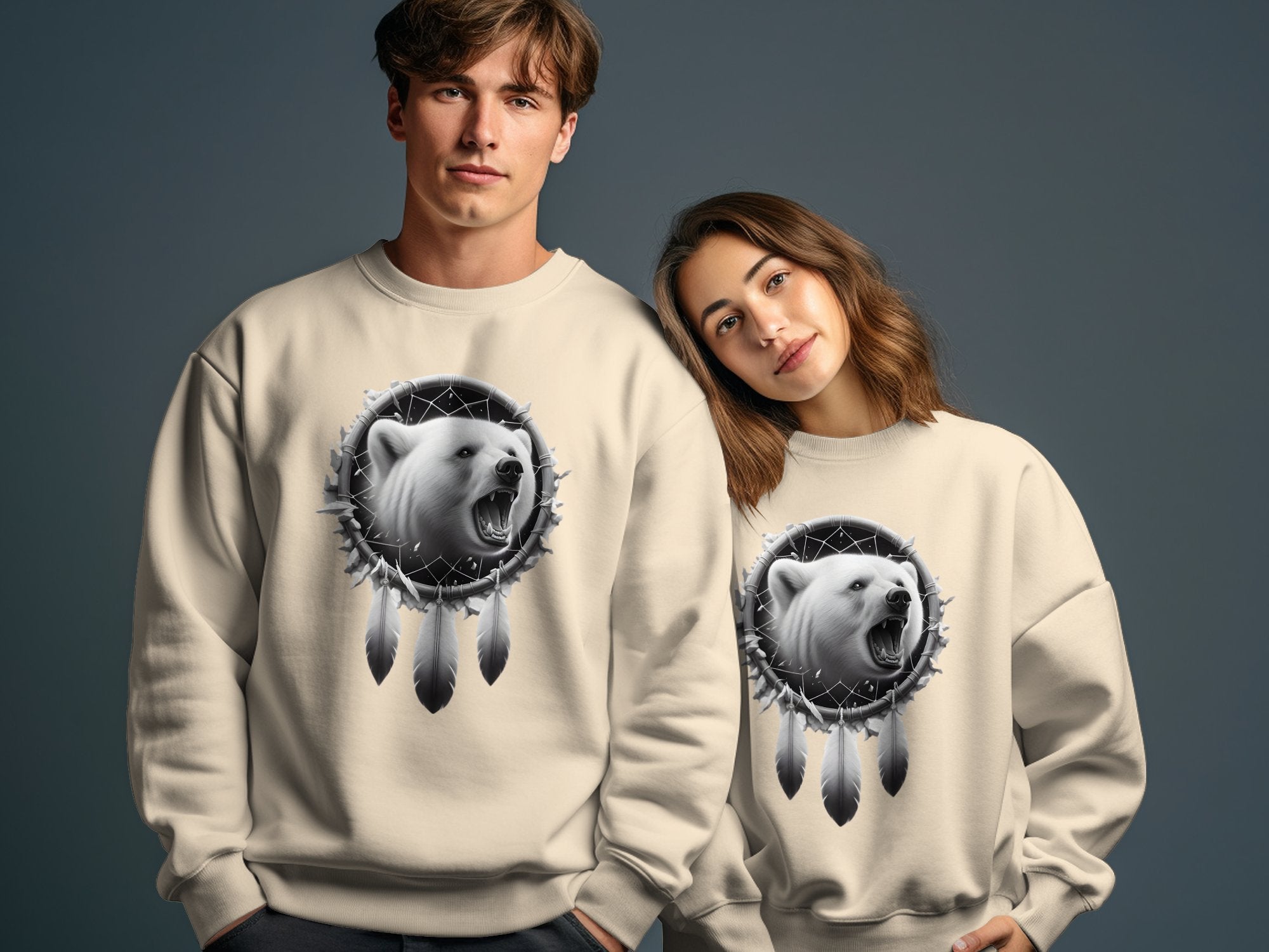 Dreamcatcher Bear - Coloured Gildan Sweatshirt Realistic Native American Talisman Unisex Mythology Tee Graphic Design