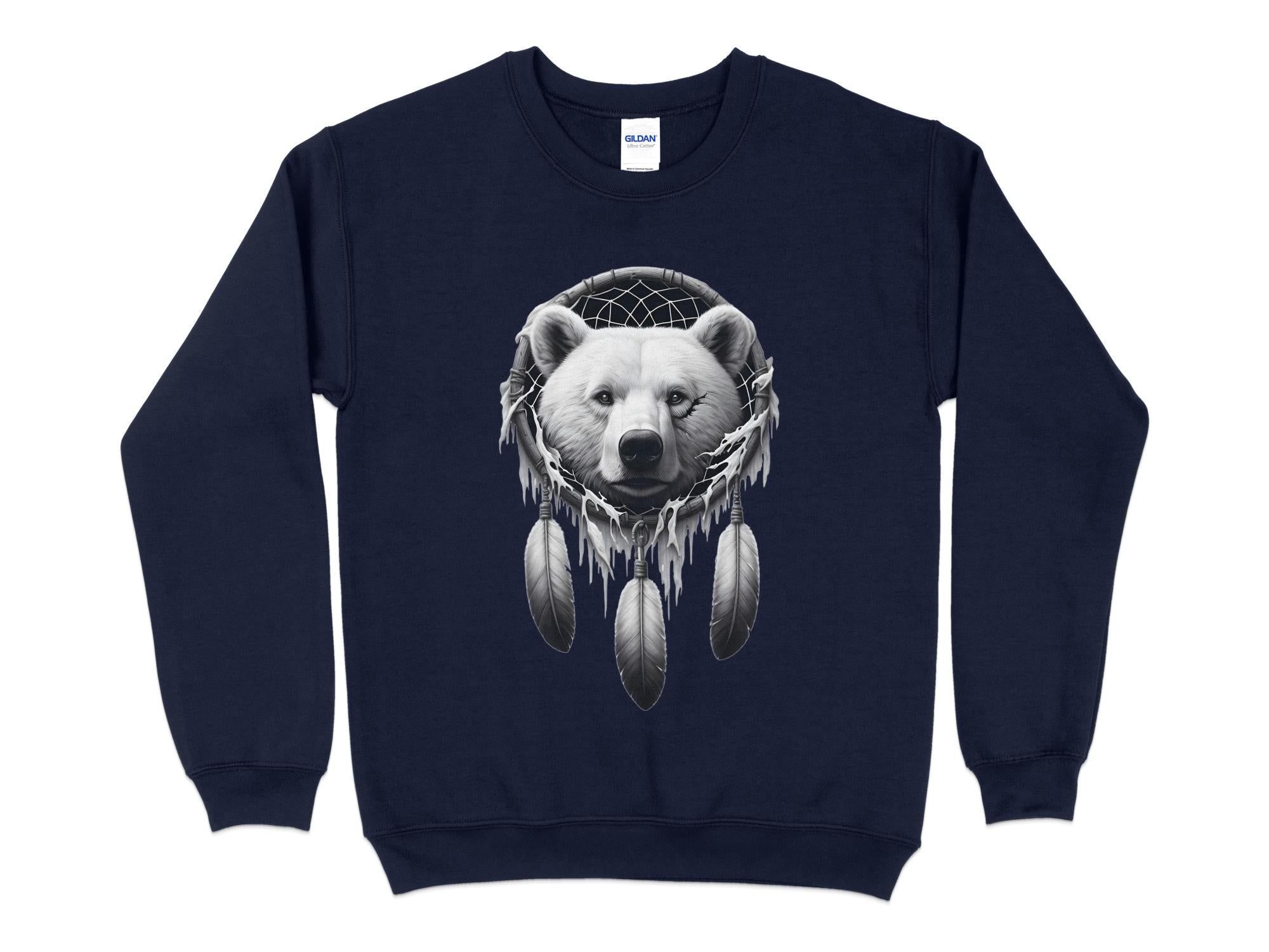 Dreamcatcher Bear - Coloured Gildan Sweatshirt Realistic Native American Talisman Unisex Mythology Tee Graphic Design