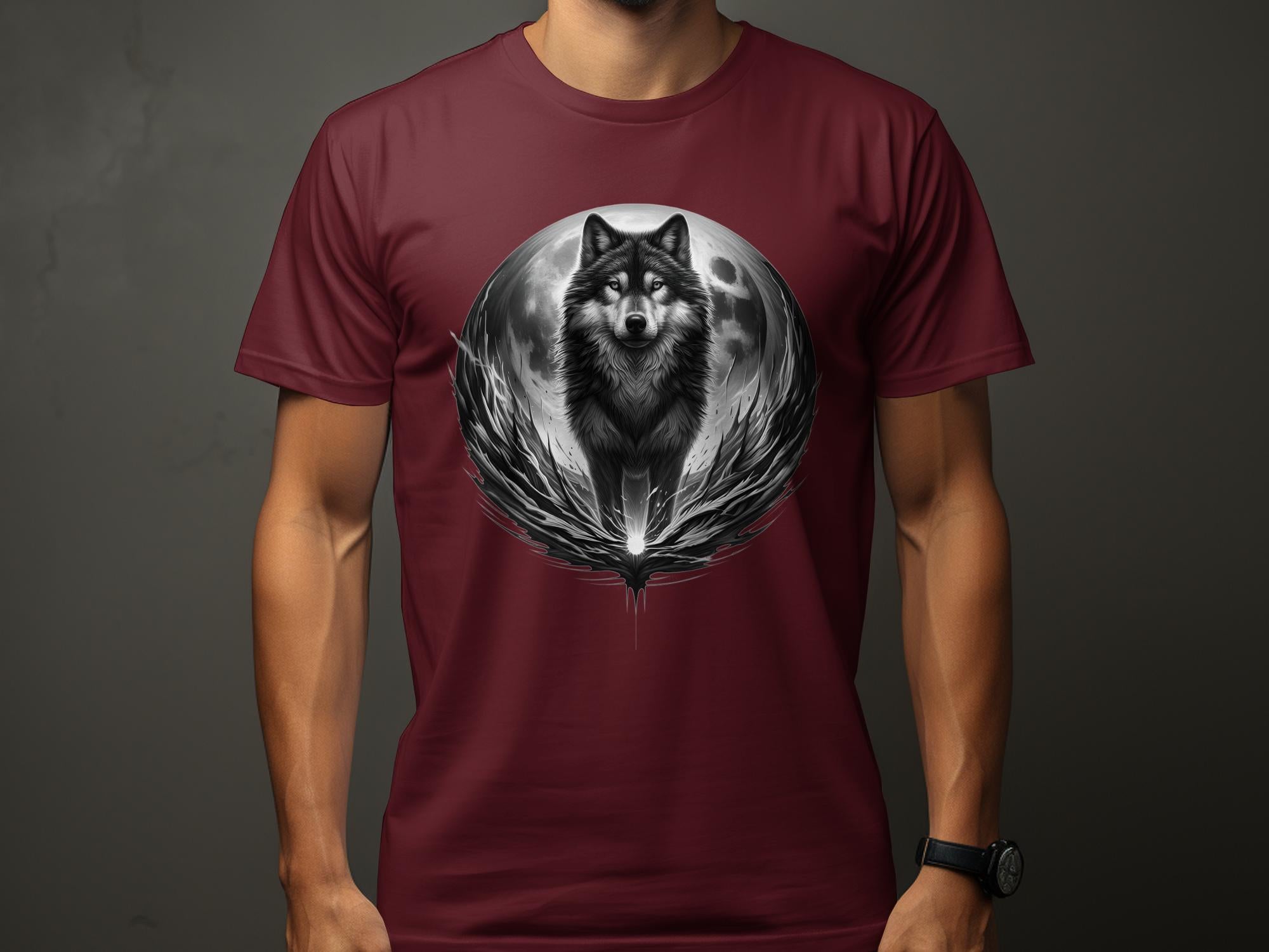 Moon Wolf - Coloured Gildan T-Shirt Realistic Animal Talisman Unisex Mythology Tee Graphic Design