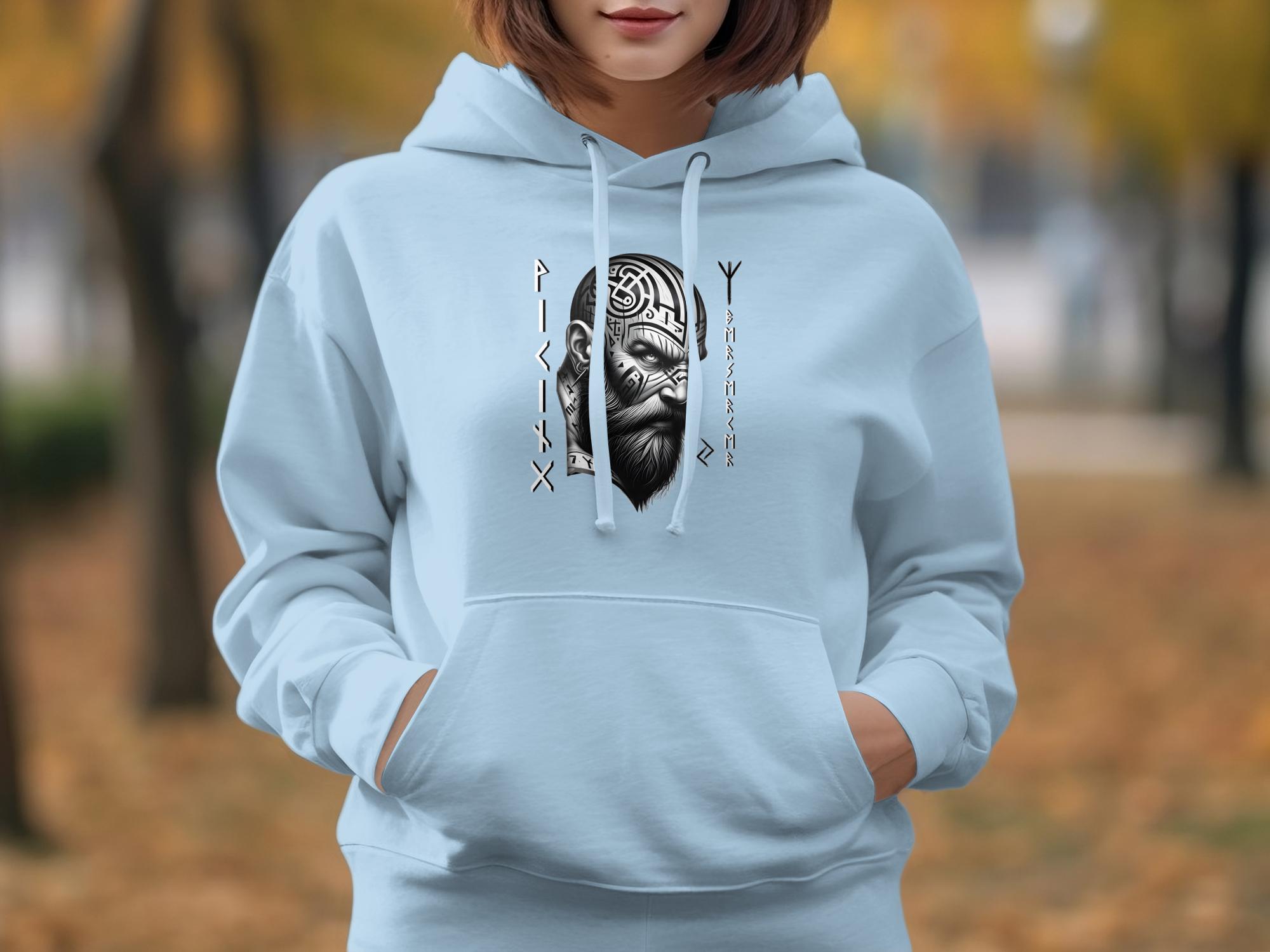 Viking Focus - Coloured Gildan Hoodie Realistic Norse Talisman Men Women Unisex Valhalla Tee Graphic Design