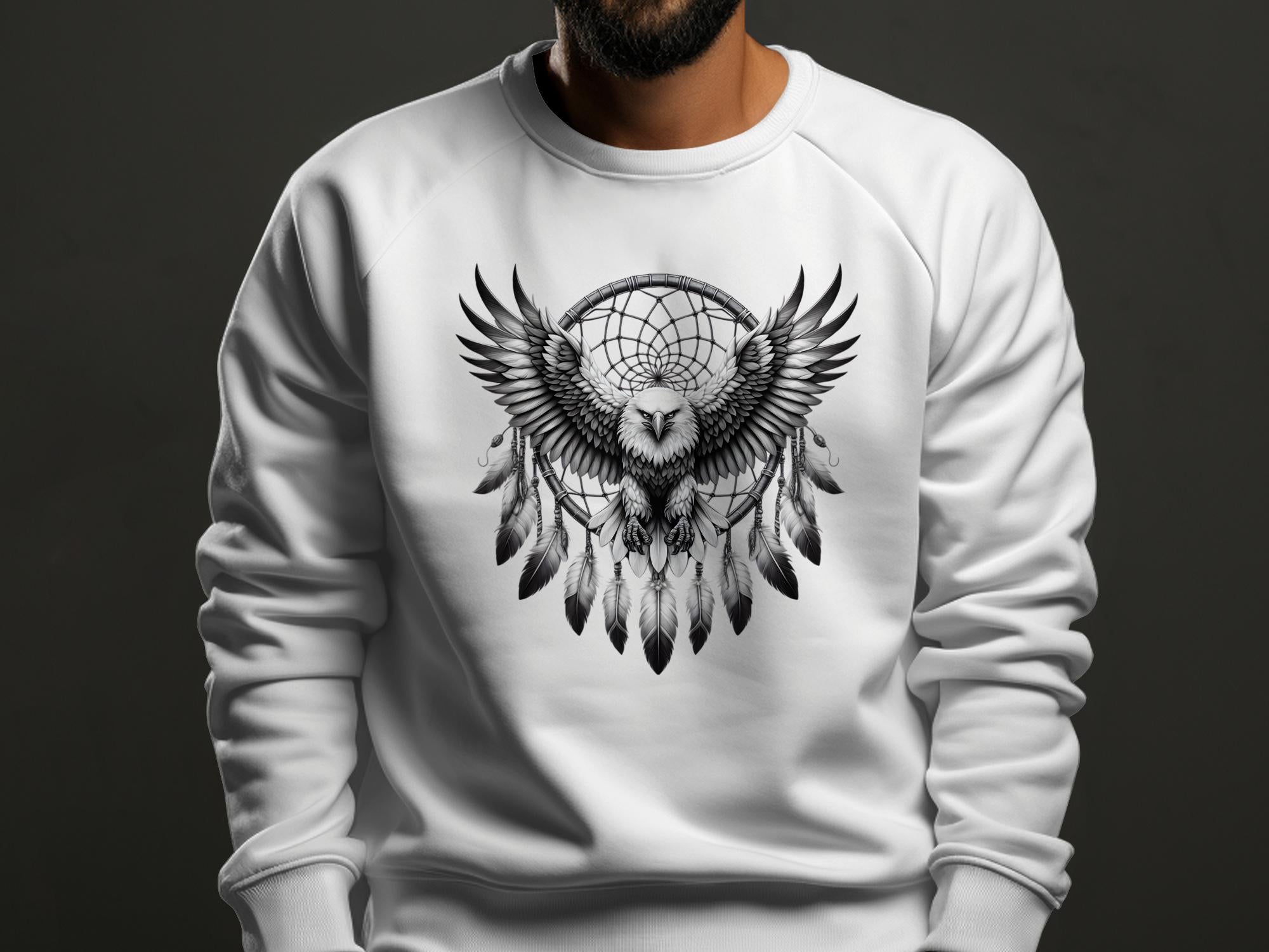 Dreamcatcher Eagle - Coloured Gildan Sweatshirt Realistic Native American Talisman Unisex Mythology Tee Graphic Design