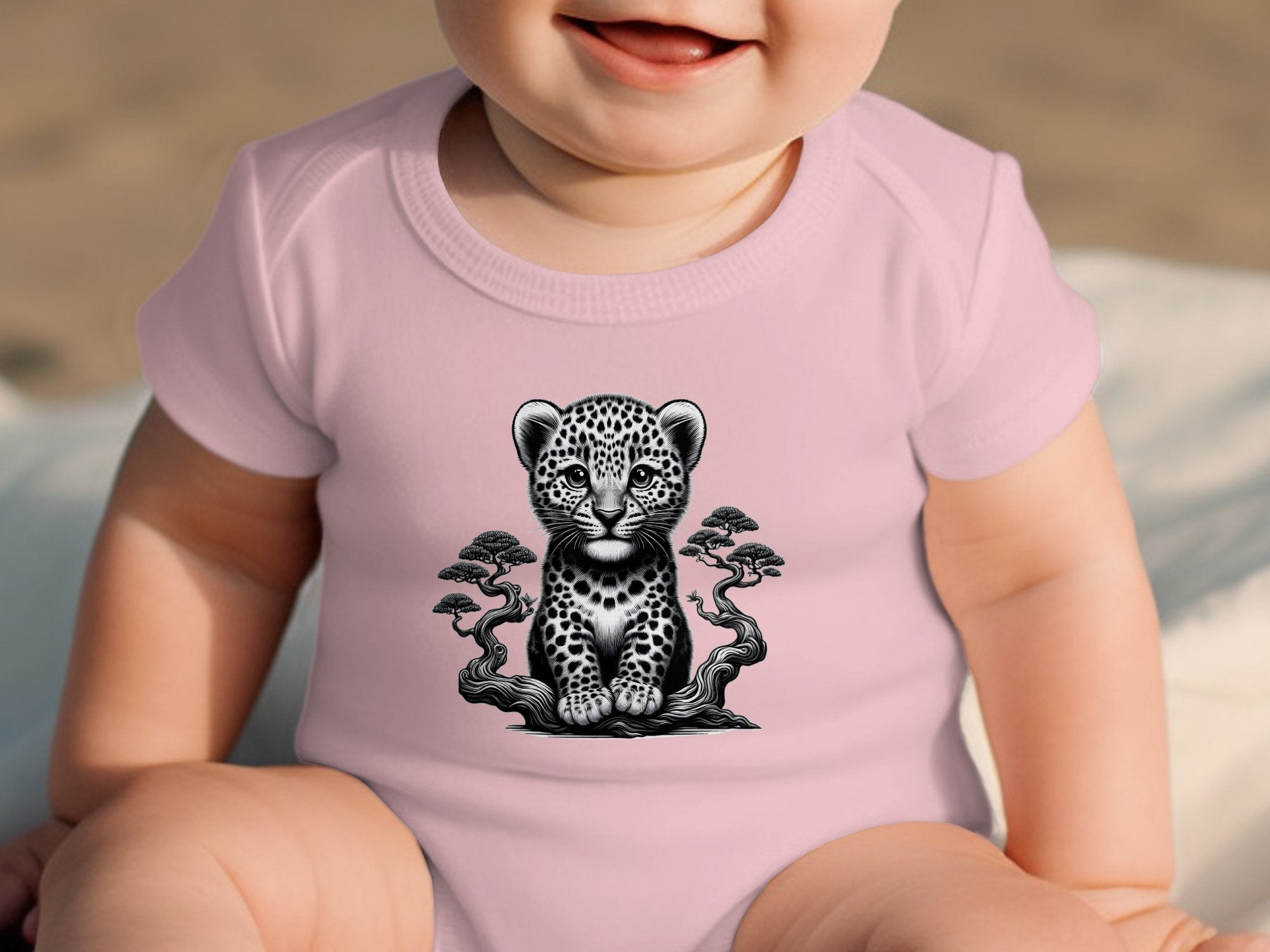 Leopard Bonsai - Coloured Toddler Bodysuit Realistic Animal Talisman Unisex Cute Tee Graphic Design