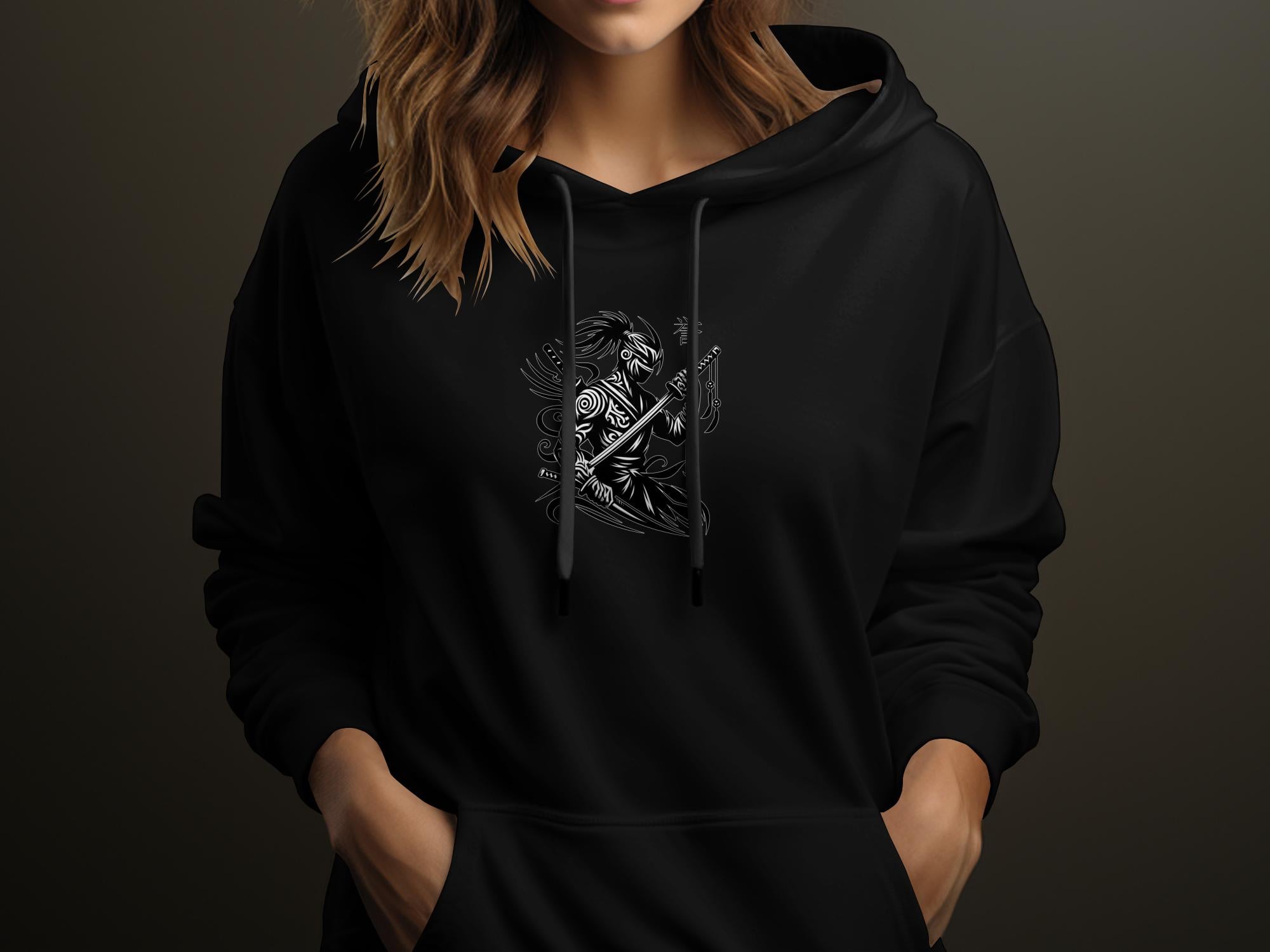 Samurai Ninja - Coloured Gildan Hoodie Japanese Talisman Unisex Cultural Symbolic Graphic Design