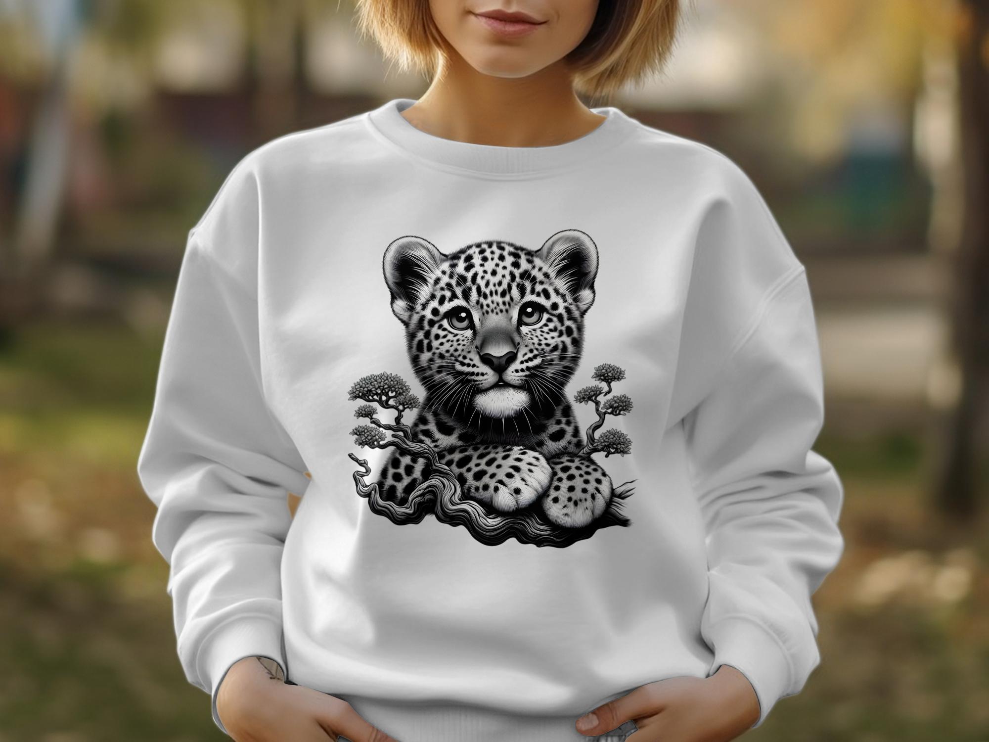 Leopard Bonsai - Coloured Gildan Sweatshirt Realistic Animal Talisman Unisex Cute Tee Graphic Design