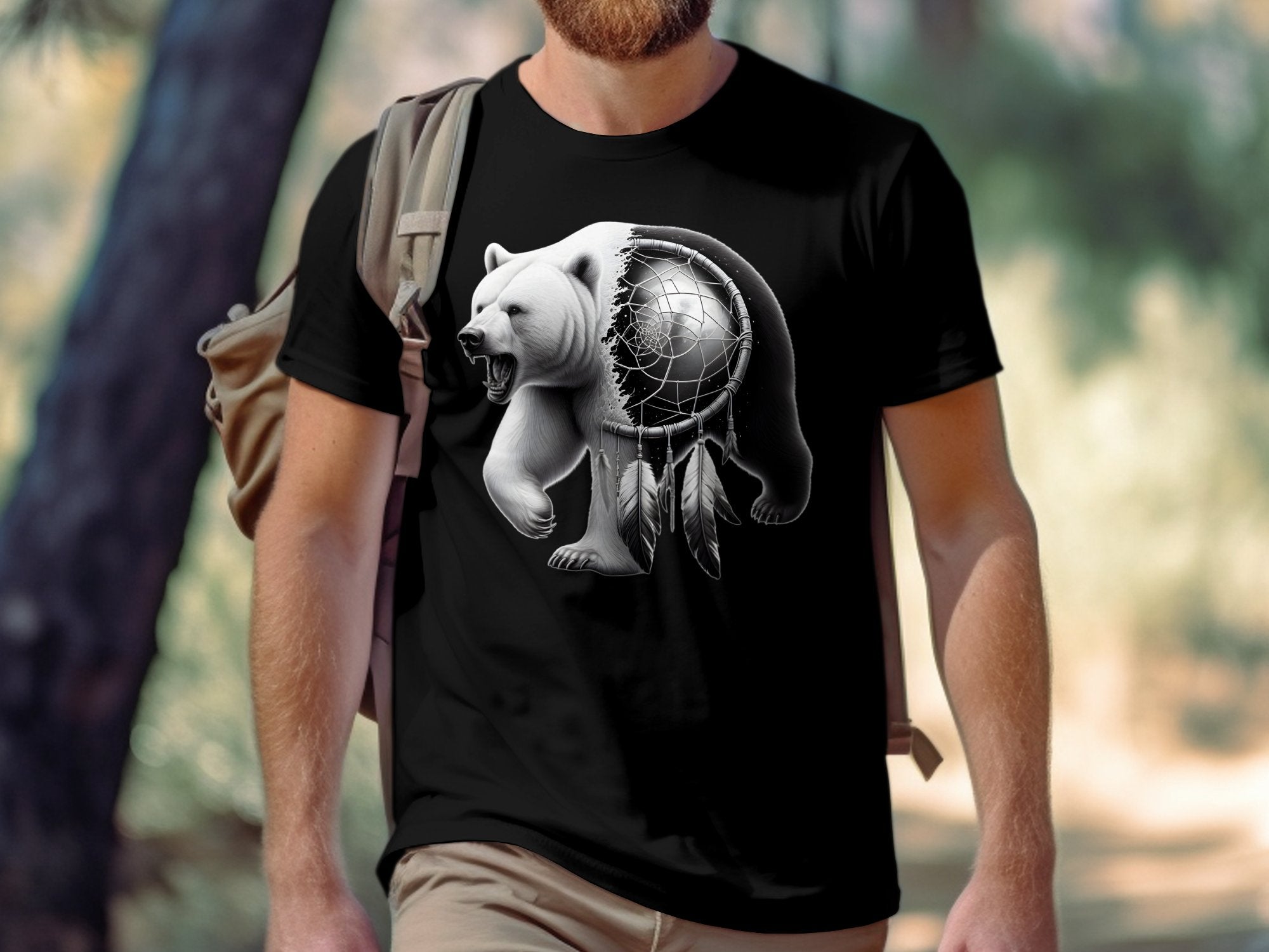 Dreamcatcher Bear - Coloured Gildan T-Shirt Realistic Native American Talisman Unisex Mythology Tee Graphic Design