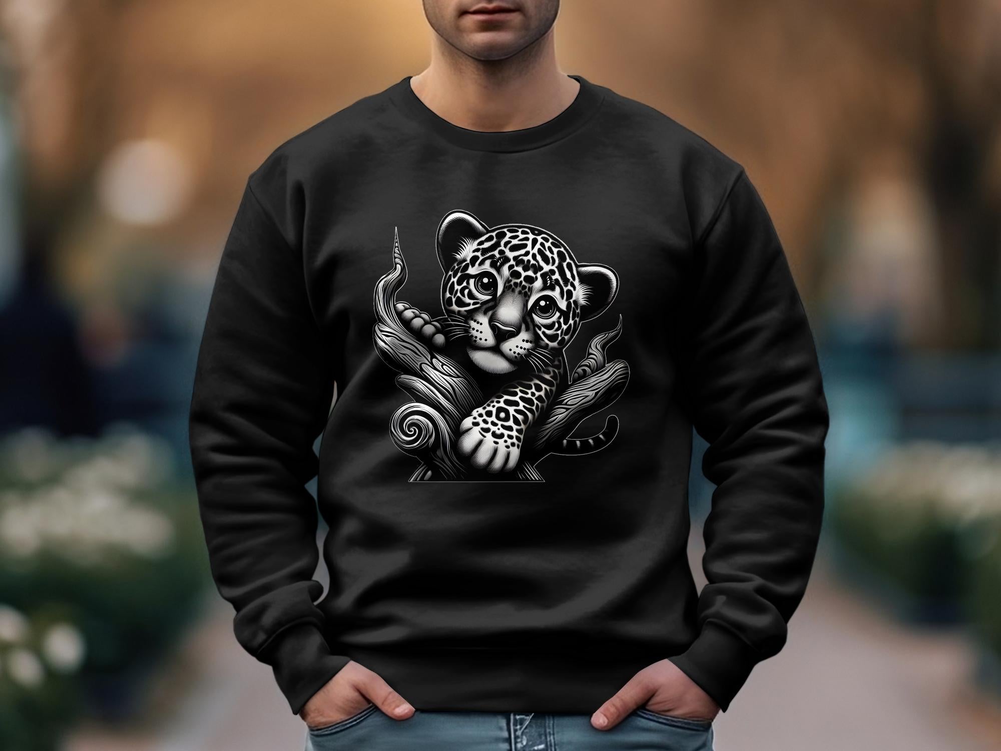 Leopard Bonsai - Coloured Gildan Sweatshirt Realistic Animal Talisman Unisex Cute Tee Graphic Design